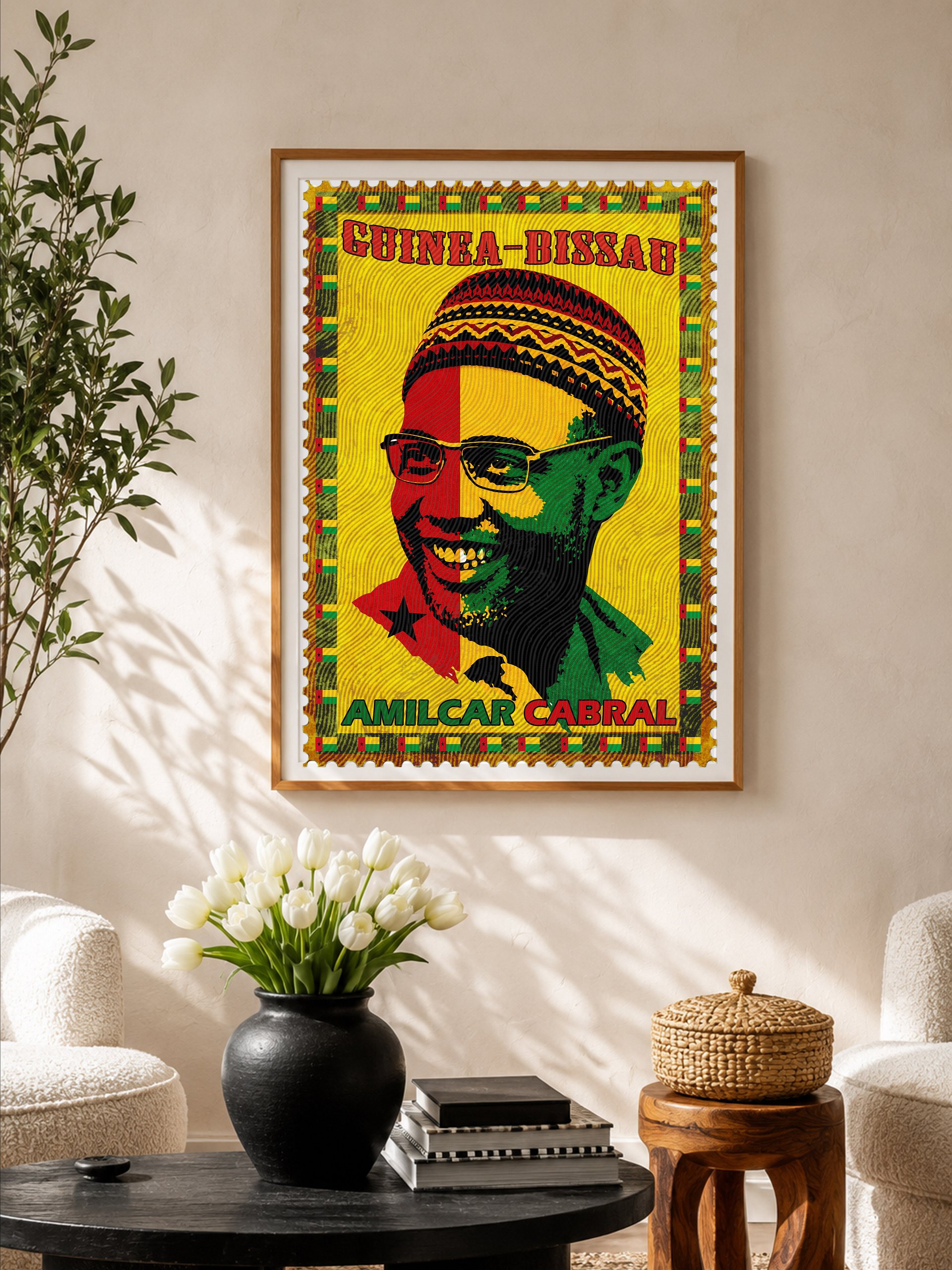 Amílcar Cabral Vintage Postage Stamp Poster – Guinea-Bissau Cape Verde Pan-African Revolutionary Wall Art product image (1)