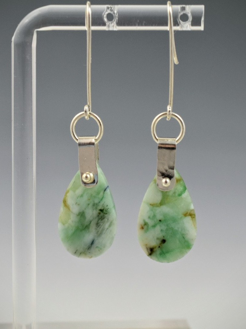 Sterling Silver Chrysoprase Teardrop Earrings – Light and Airy Elegance product image (2)