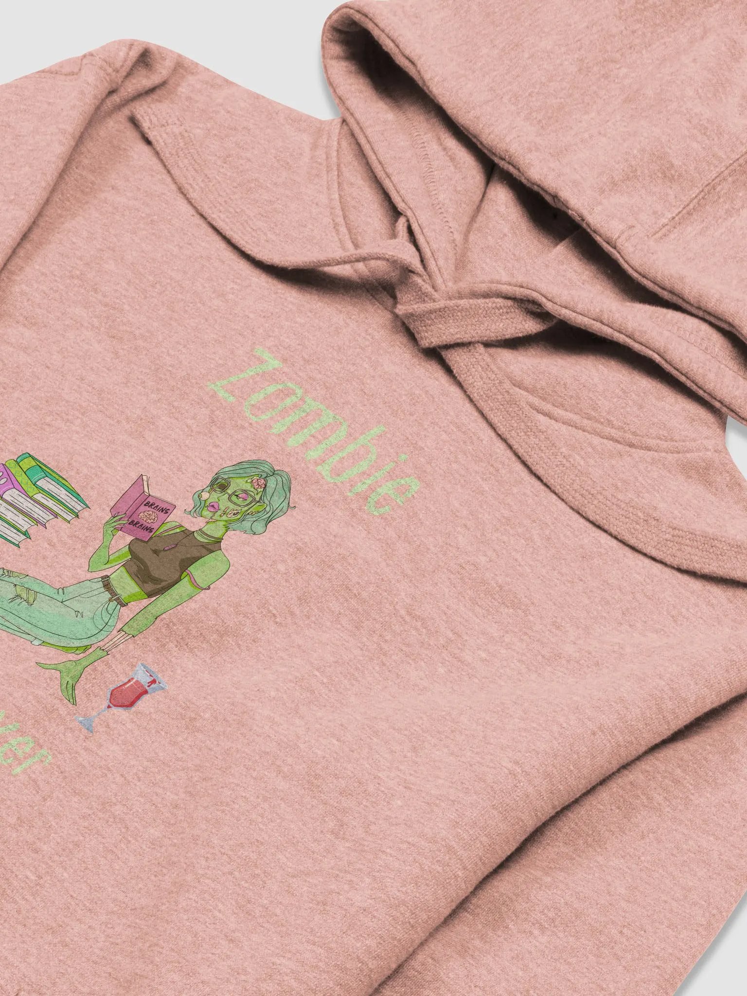 Zombie Book Lover - Dusty Rose Pink Unisex Hoodie product image (3)