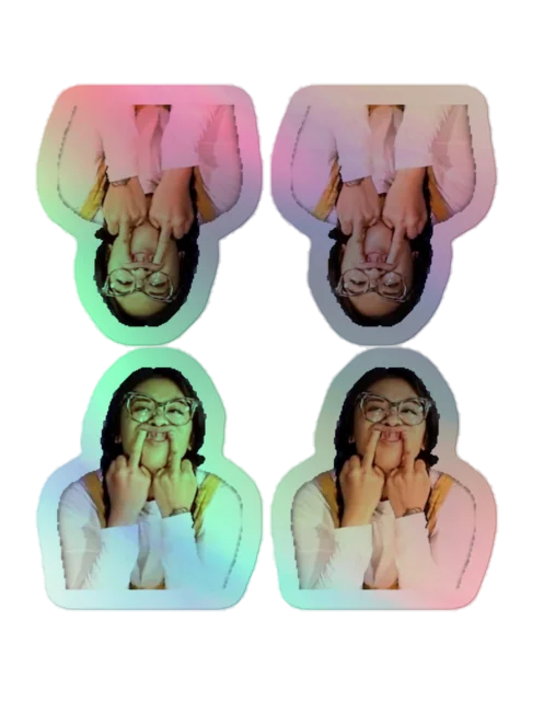 Missy finger emote holographic stickers product image (1)