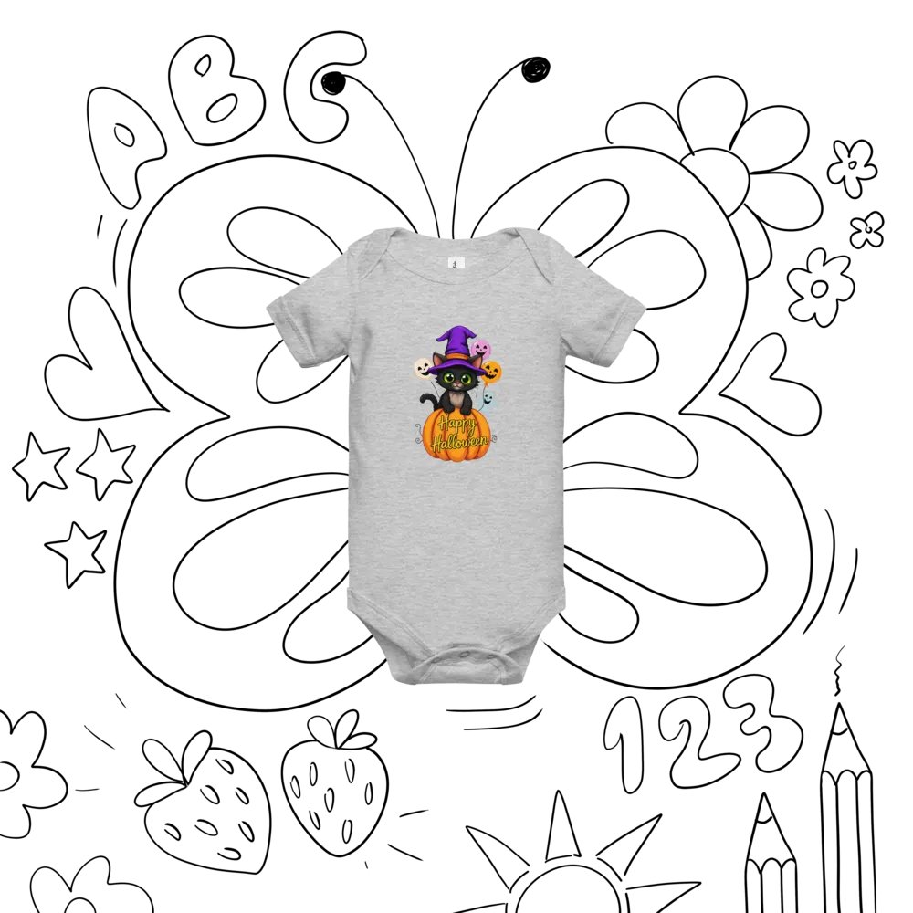 Witchy Sitting Pumpkin Cat Baby Romper Onesie product image (8)
