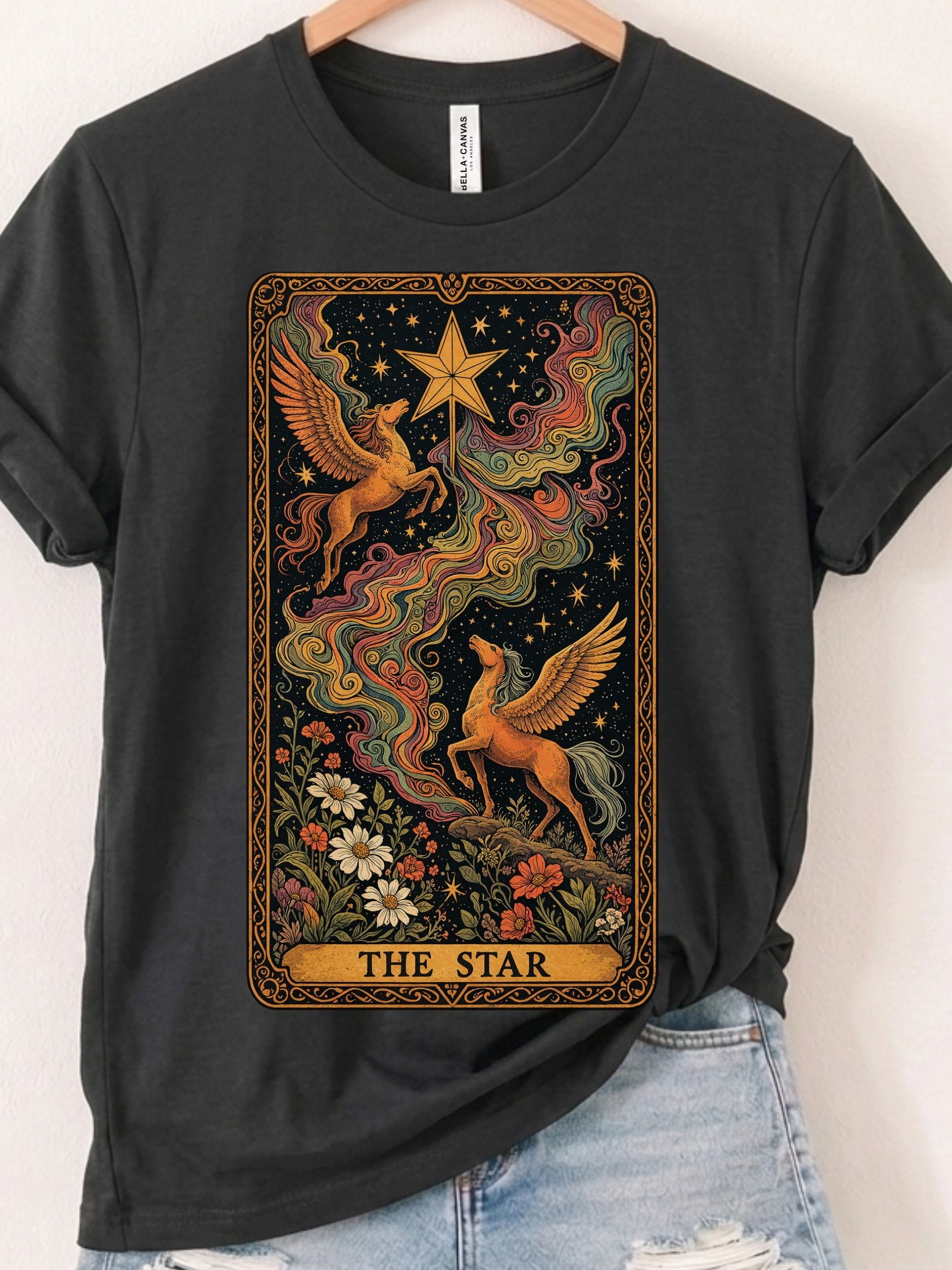 Star Card Tarot Shirt, Celestial Tee with Mystic Pegasus product image (1)