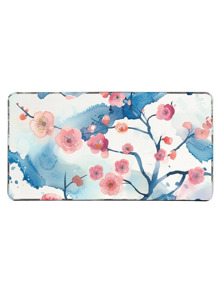 15.5" x 31.5" Traditional Japanese Watercolor Desk Mat - Plum Blossom product image (1)