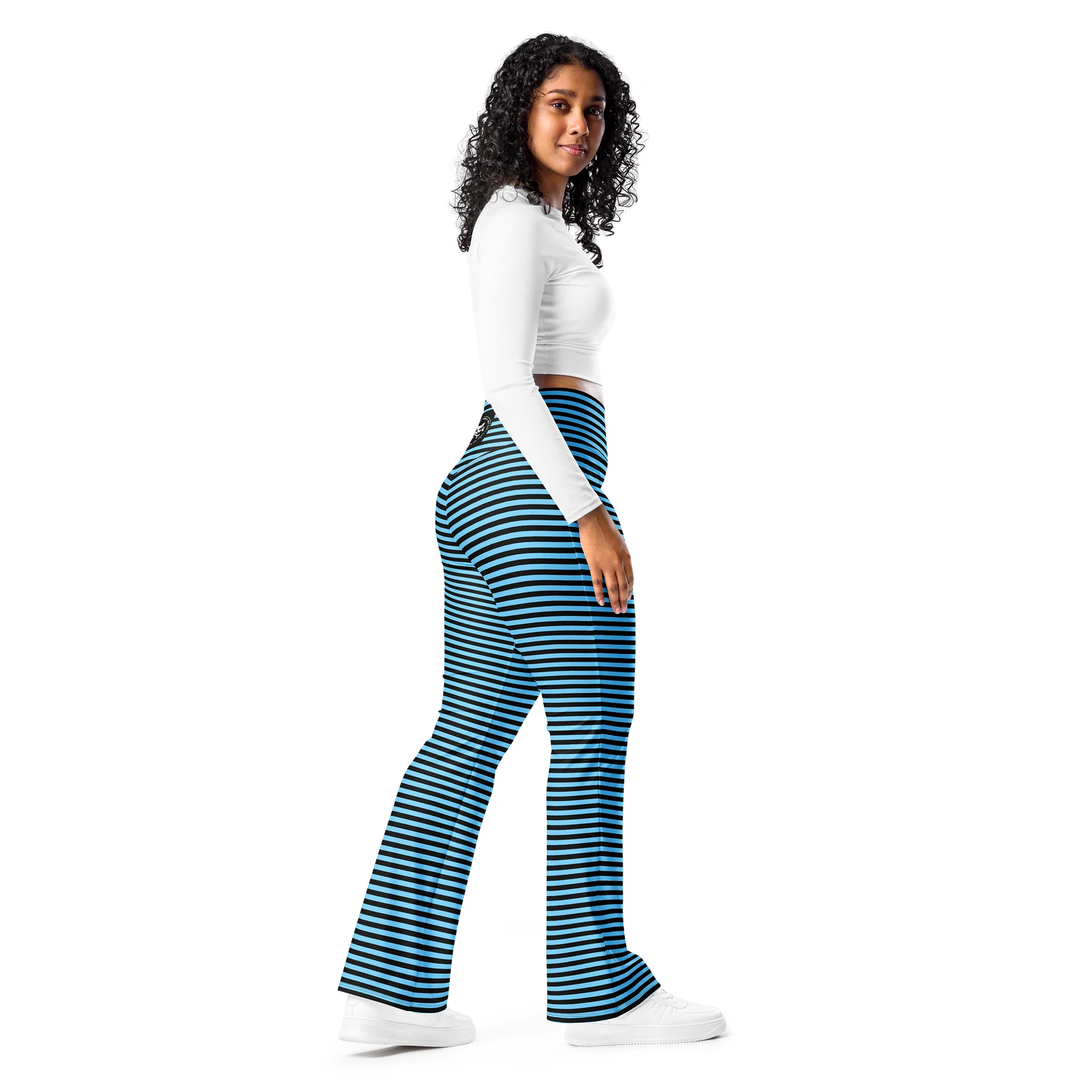 Blue and Blaque Stripped Kat Skull Flares product image (9)