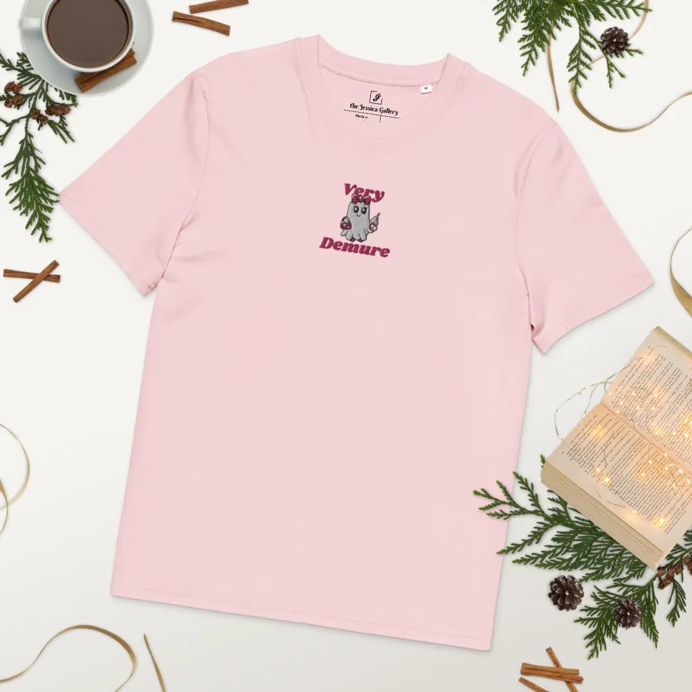 Very Demure Cute Ghost Embroidered Organic Cotton Regular Fit T-Shirt product image (19)