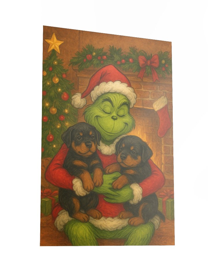 Grinch hugging two Rottweiler puppies Poster product image (5)