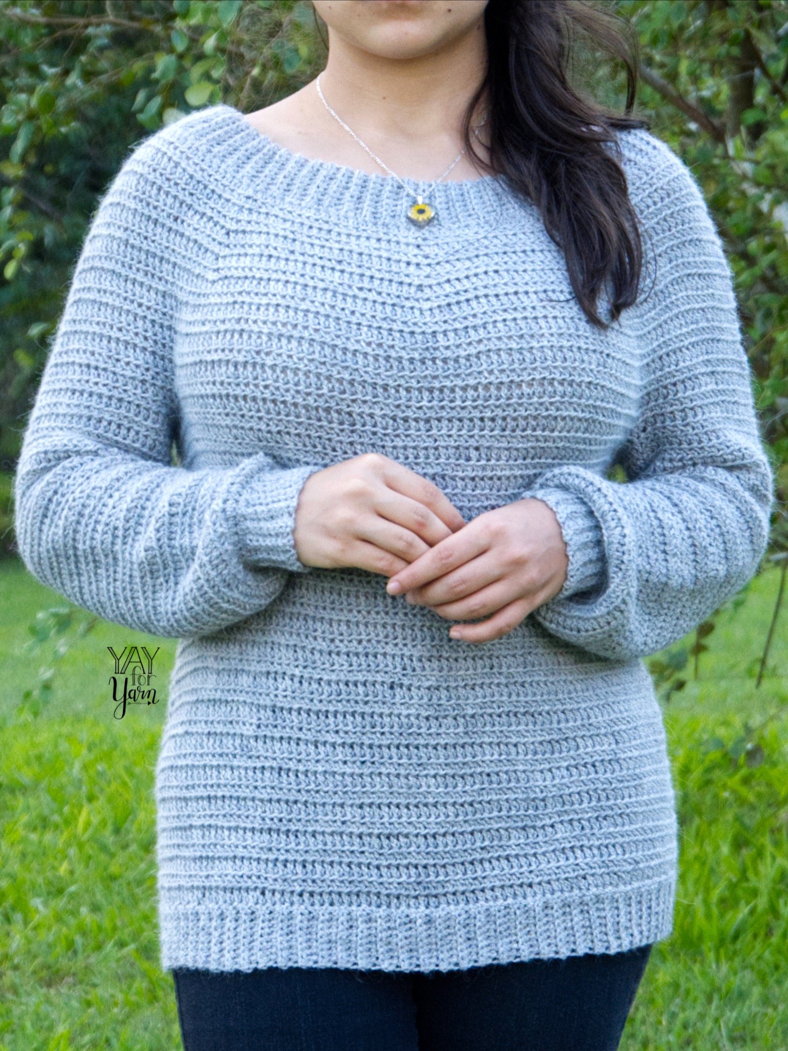 Round Yoke Sweater - PDF Crochet Pattern & Video Tutorial - Women's Top Down Pullover product image (1)
