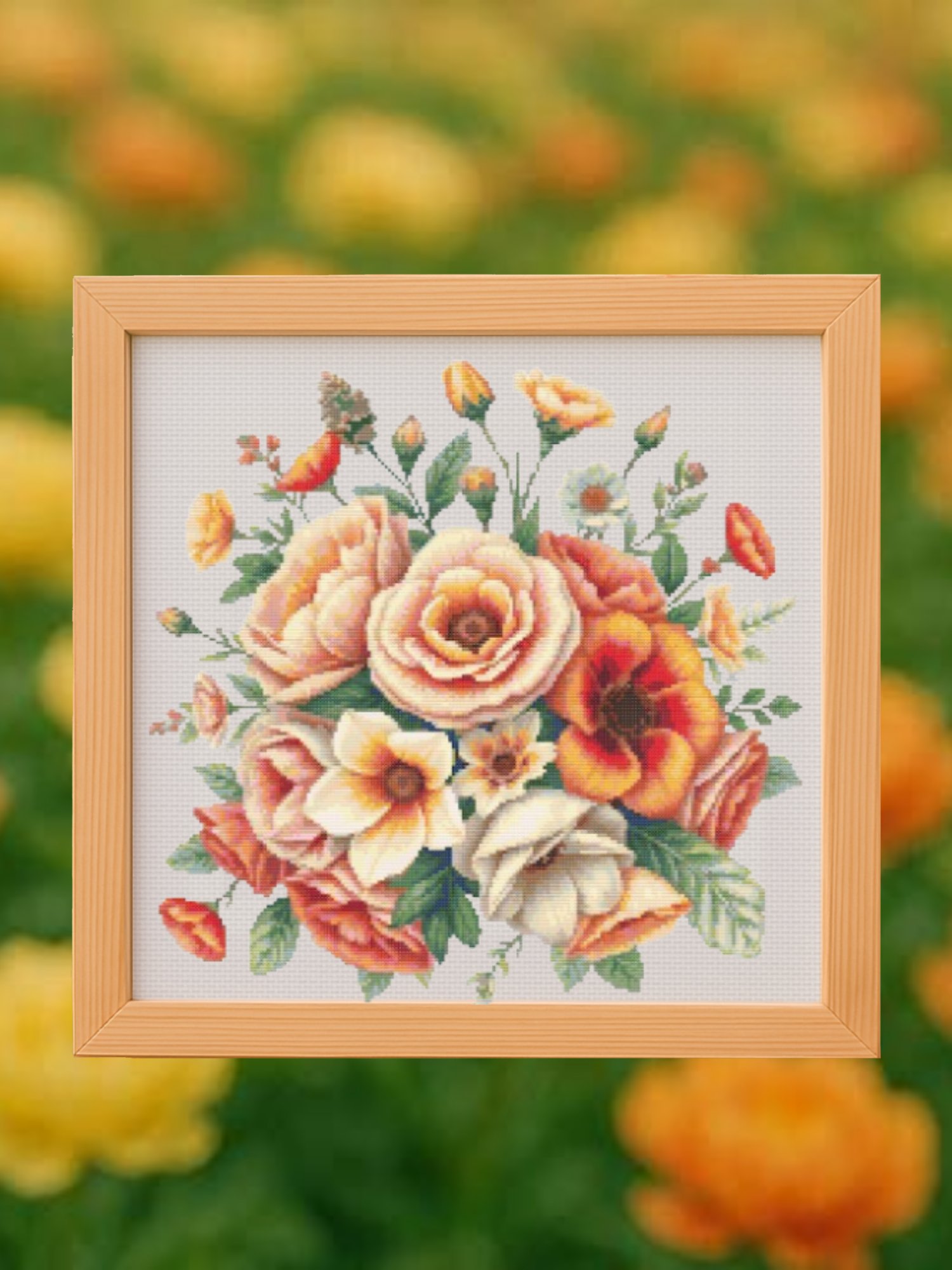 Peachy Blooms Cross Stitch Pattern product image (1)