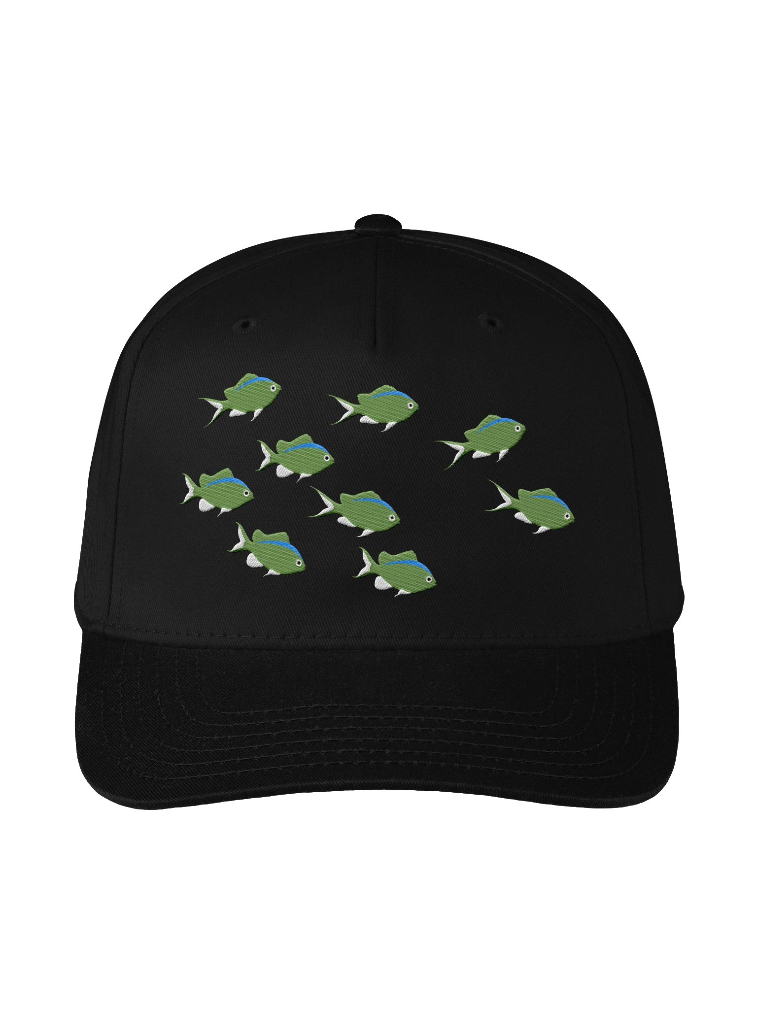 A School of Green Chromis Embroidered Baseball Cap | Reef Fish Hat for Saltwater Aquarium Lovers product image (1)