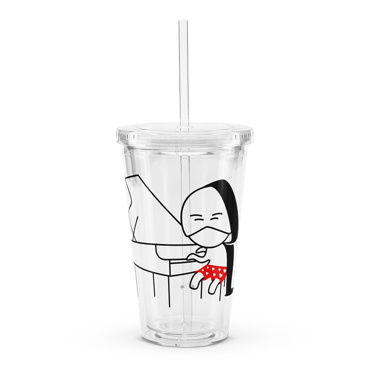*BRAND NEW* Man. Mask. Piano. Pants. Double Walled Clear Plastic Tumbler (16 oz) BLACK product image (1)