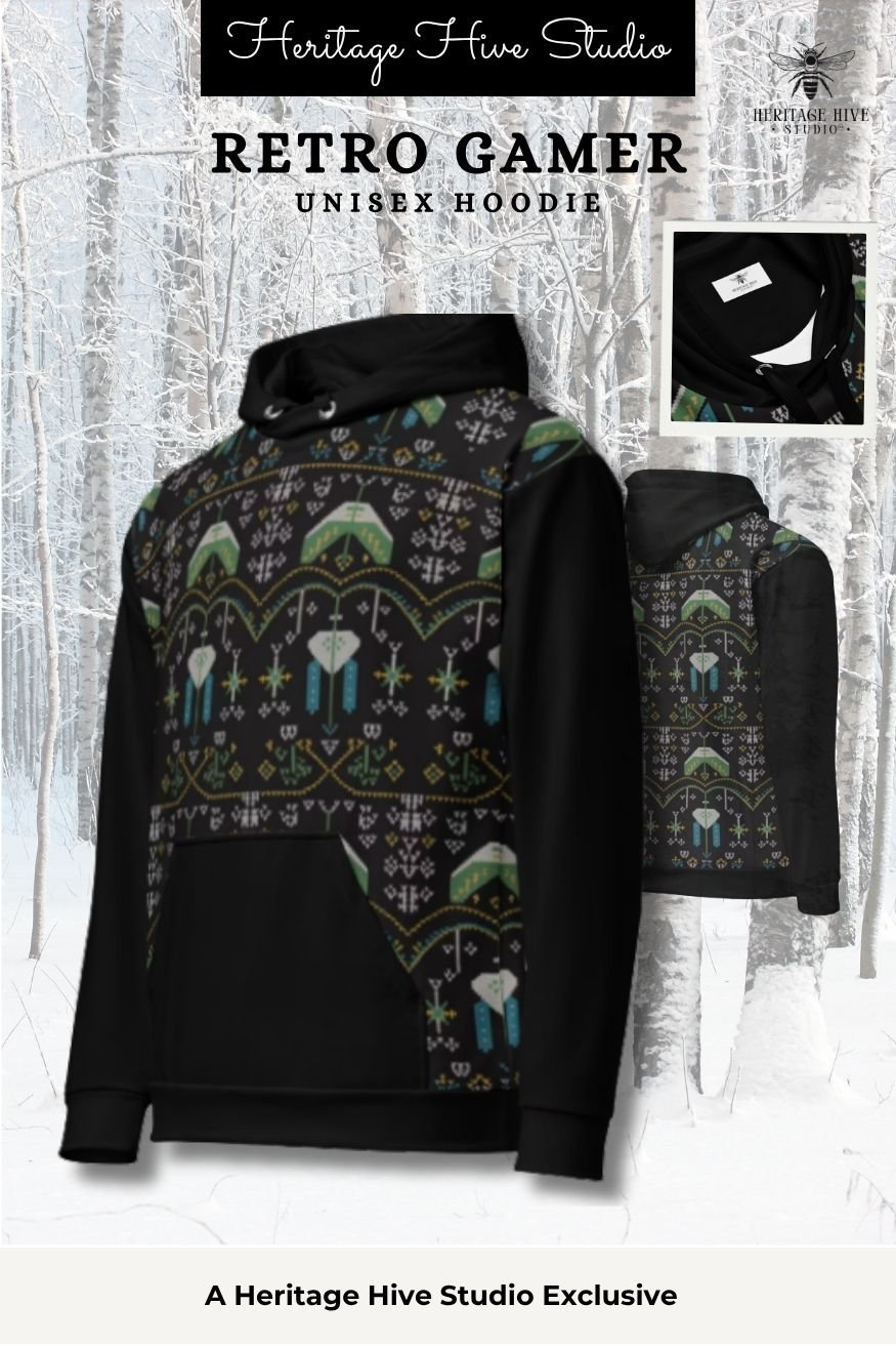 Retro Gamer Pixel Invaders Hoodie – Galactic Edition product image (1)