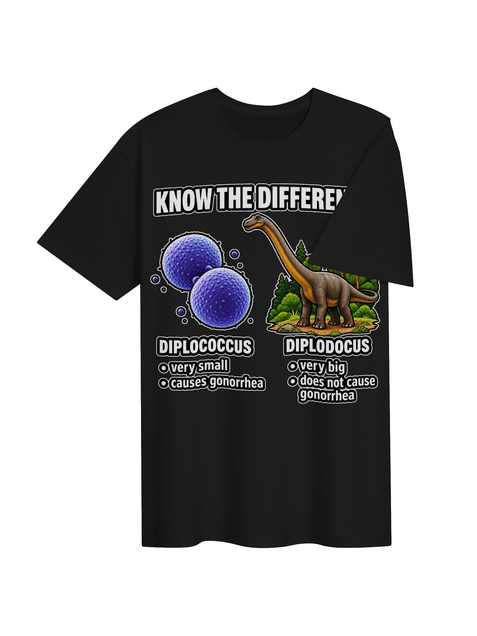 Diplococcus vs Diplodocus – Know the Difference Funny Science T-Shirt product image (4)