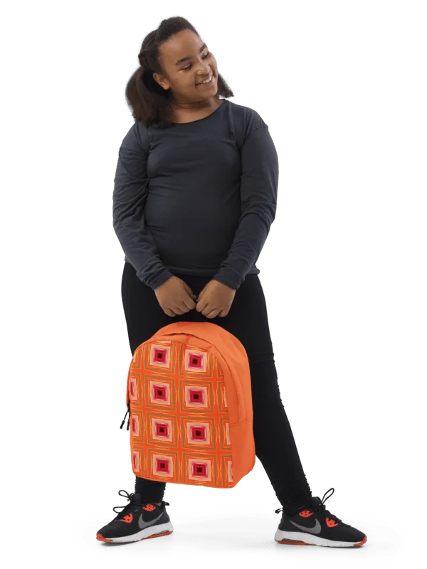 Retro Orange Geometric Backpack Minimal Pattern Everyday Bag product image (9)