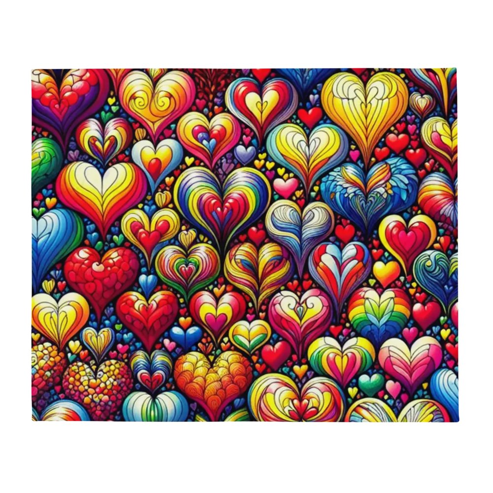 Vibrant Technicolor Hearts Throw Blanket product image (3)