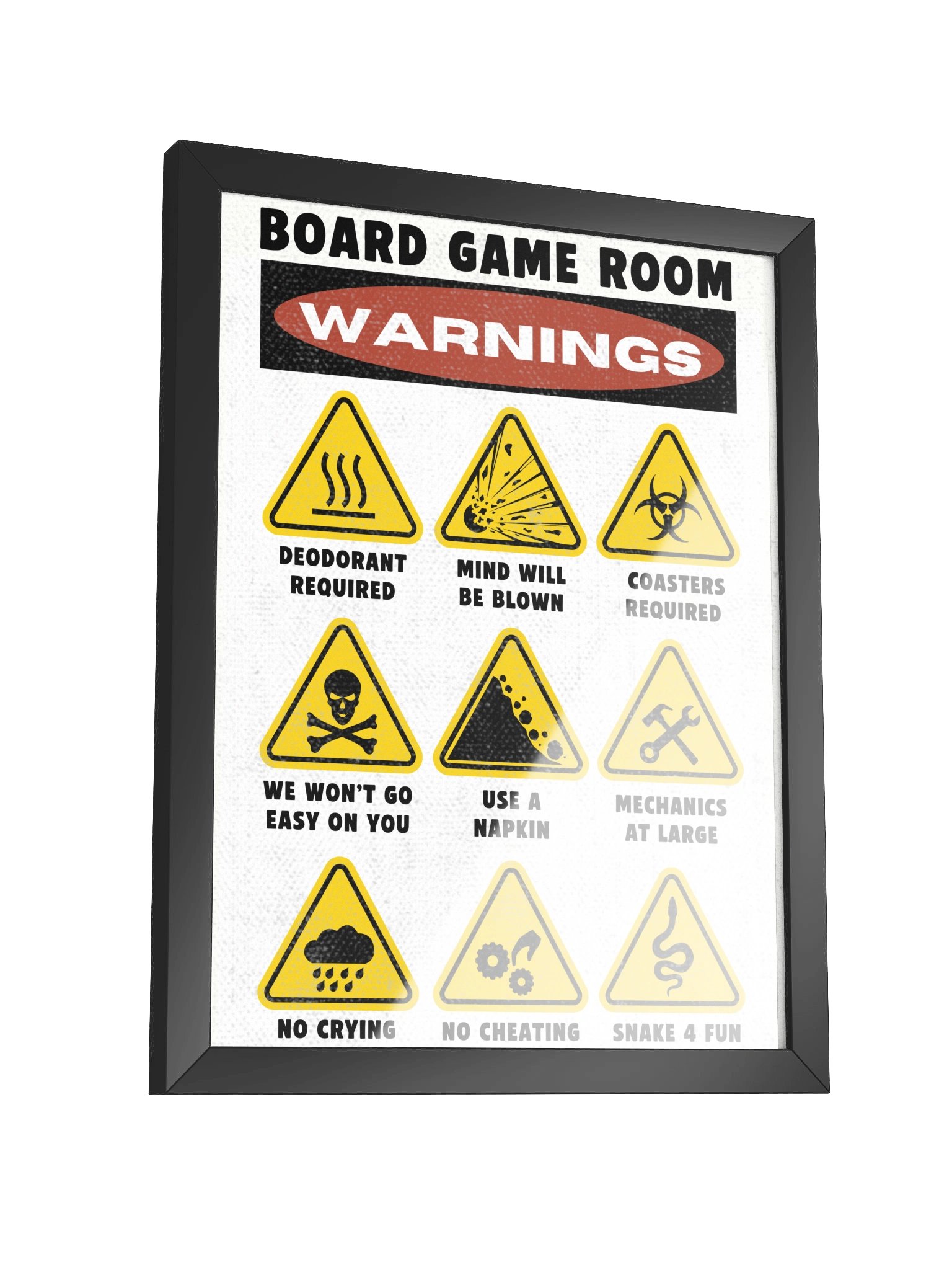 Funny Warnings and Rules Board Game Room Poster - FRAMED product image (3)