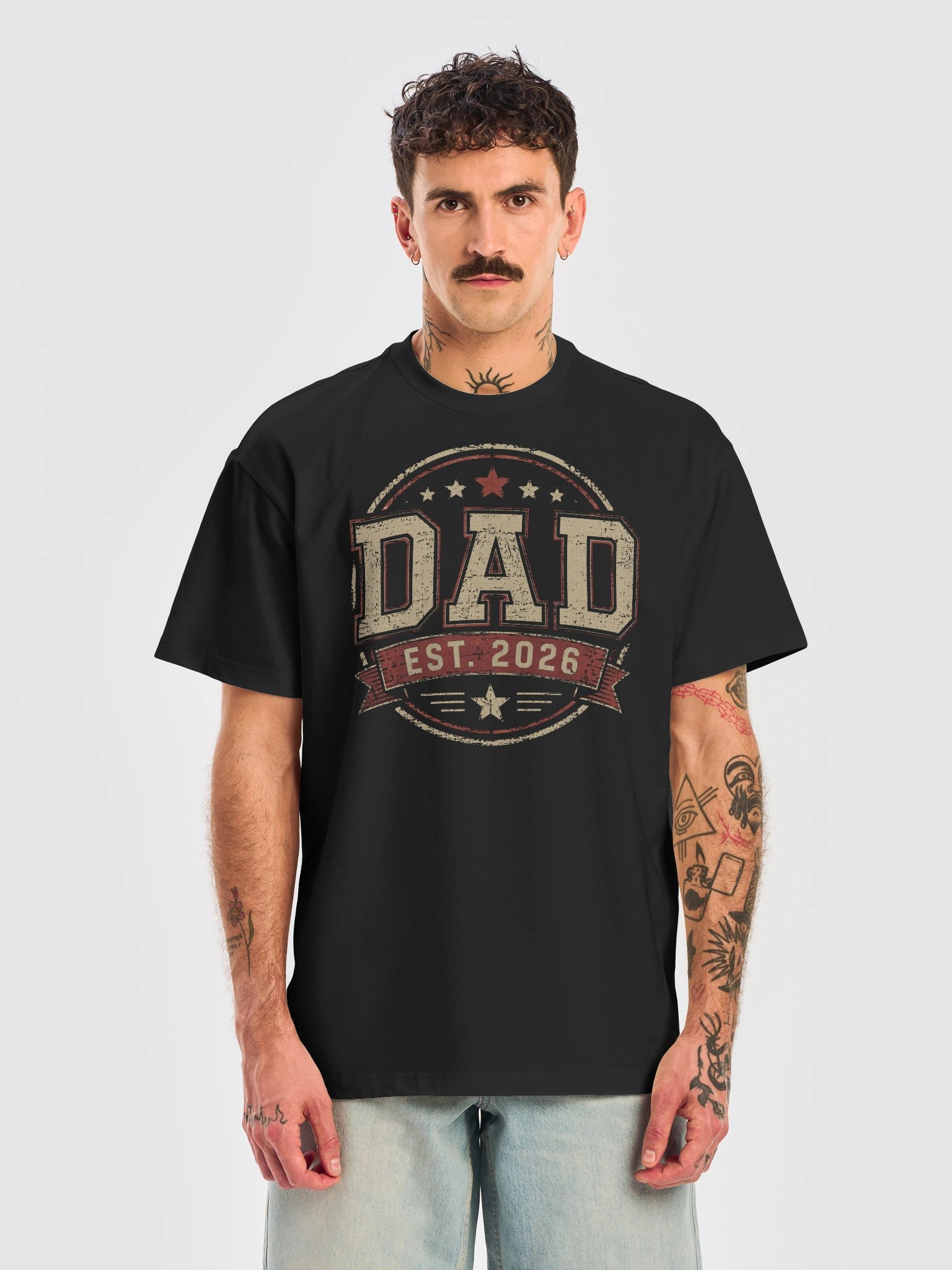 First Father's Day 2026 Gift | DAD EST. 2026 Vintage Badge T-Shirt product image (1)