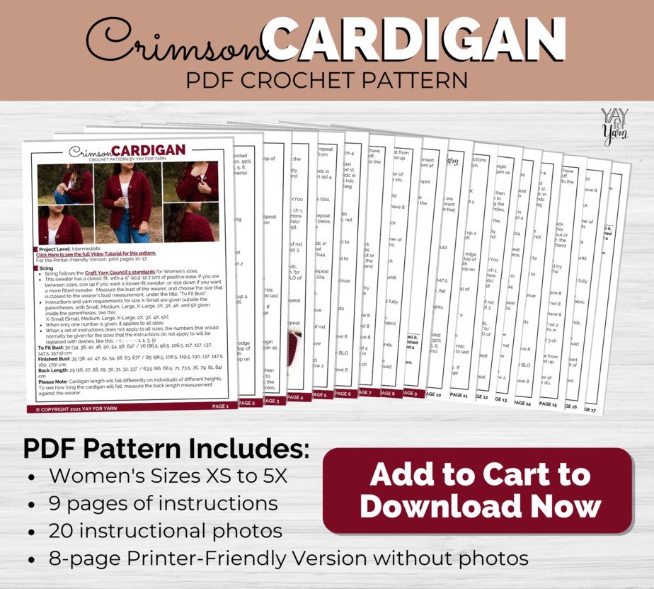 Crimson Cardigan - Women's Sweater - PDF Crochet Pattern & Video Tutorial product image (4)