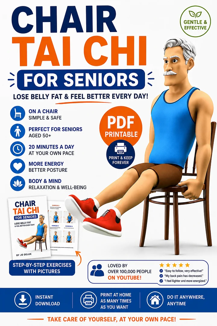Printable Chair Tai Chi Workout for Belly Fat Loss (Seniors & Beginners) product image (1)