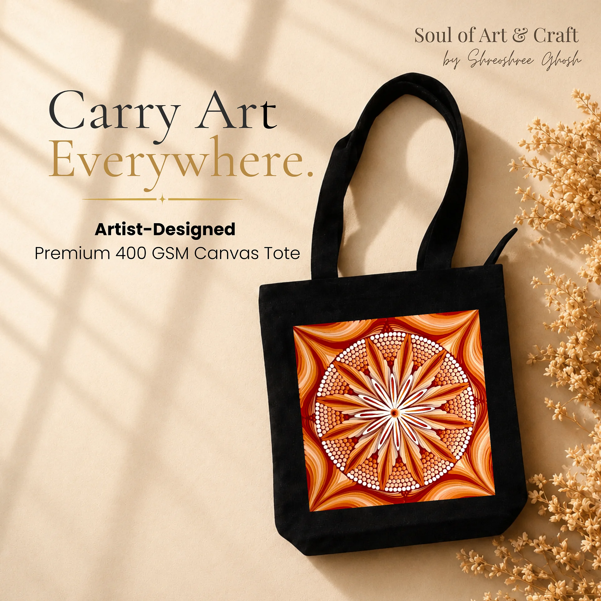 Terracotta Mandala Art Print Canvas Tote Bag product image (1)
