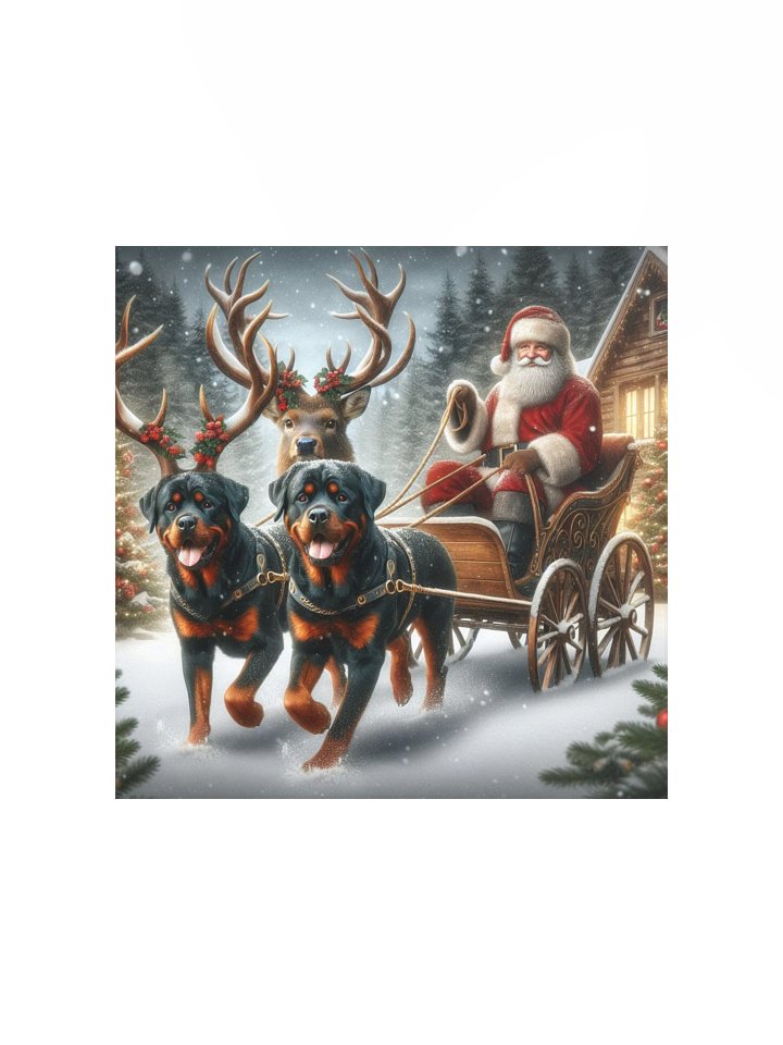 Festive Rottweilers Santa Sleigh Ride Poster product image (1)