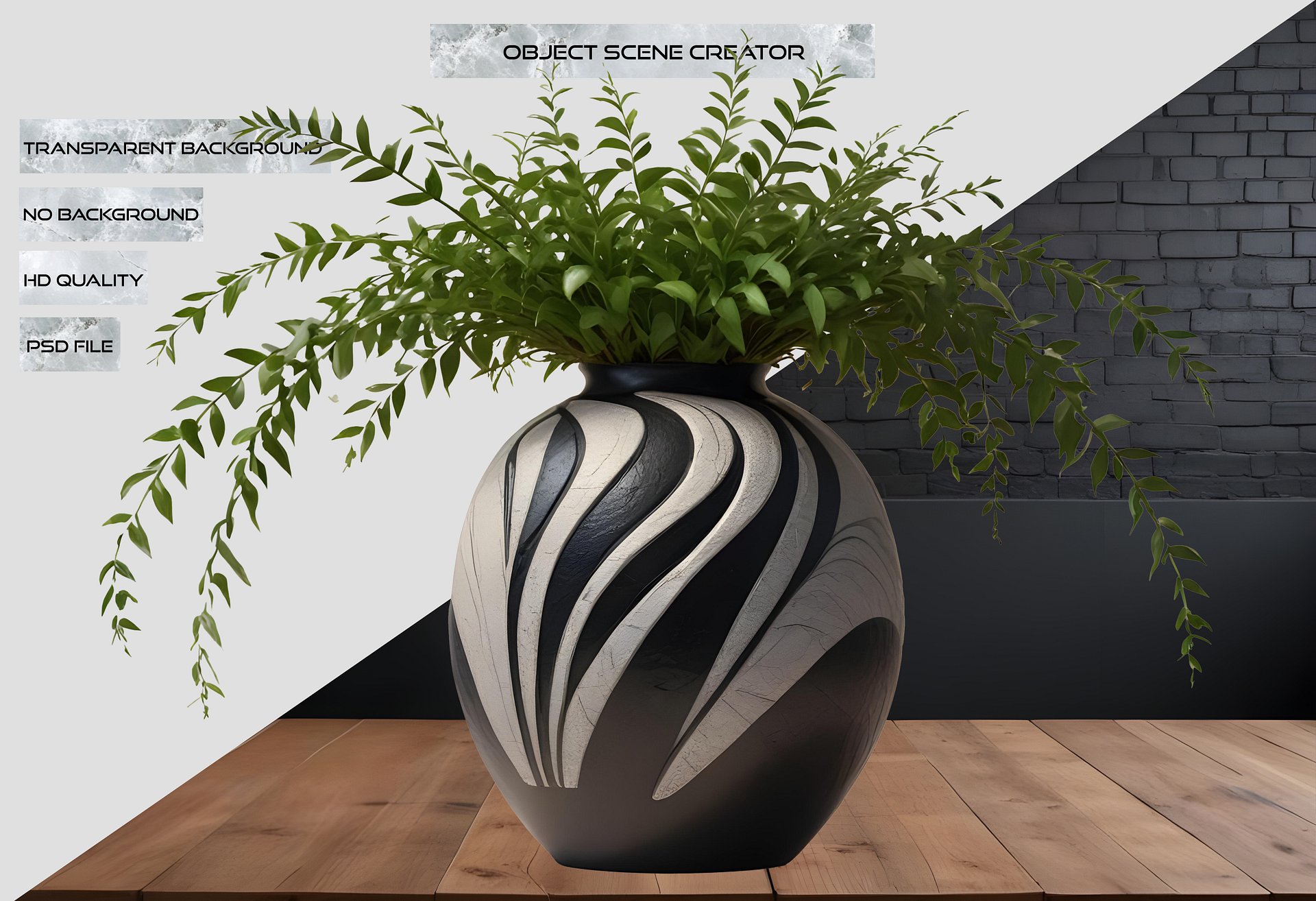 Monochrome Elegance Vase – Black & White Signature, PNG product image (2)