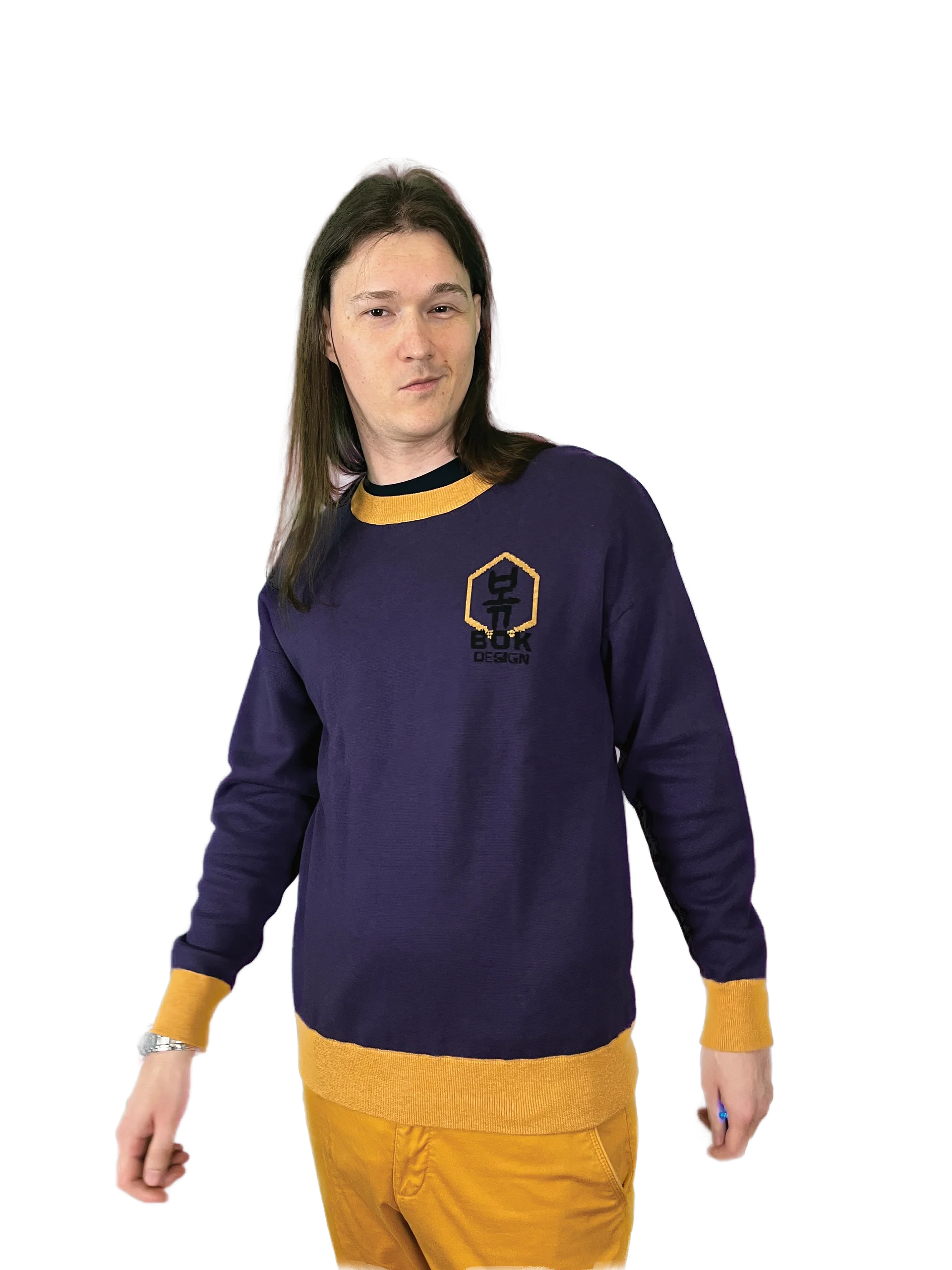 Sweatbok bokshirt //jacquard-knitted crewneck\\ royal mustard product image (3)