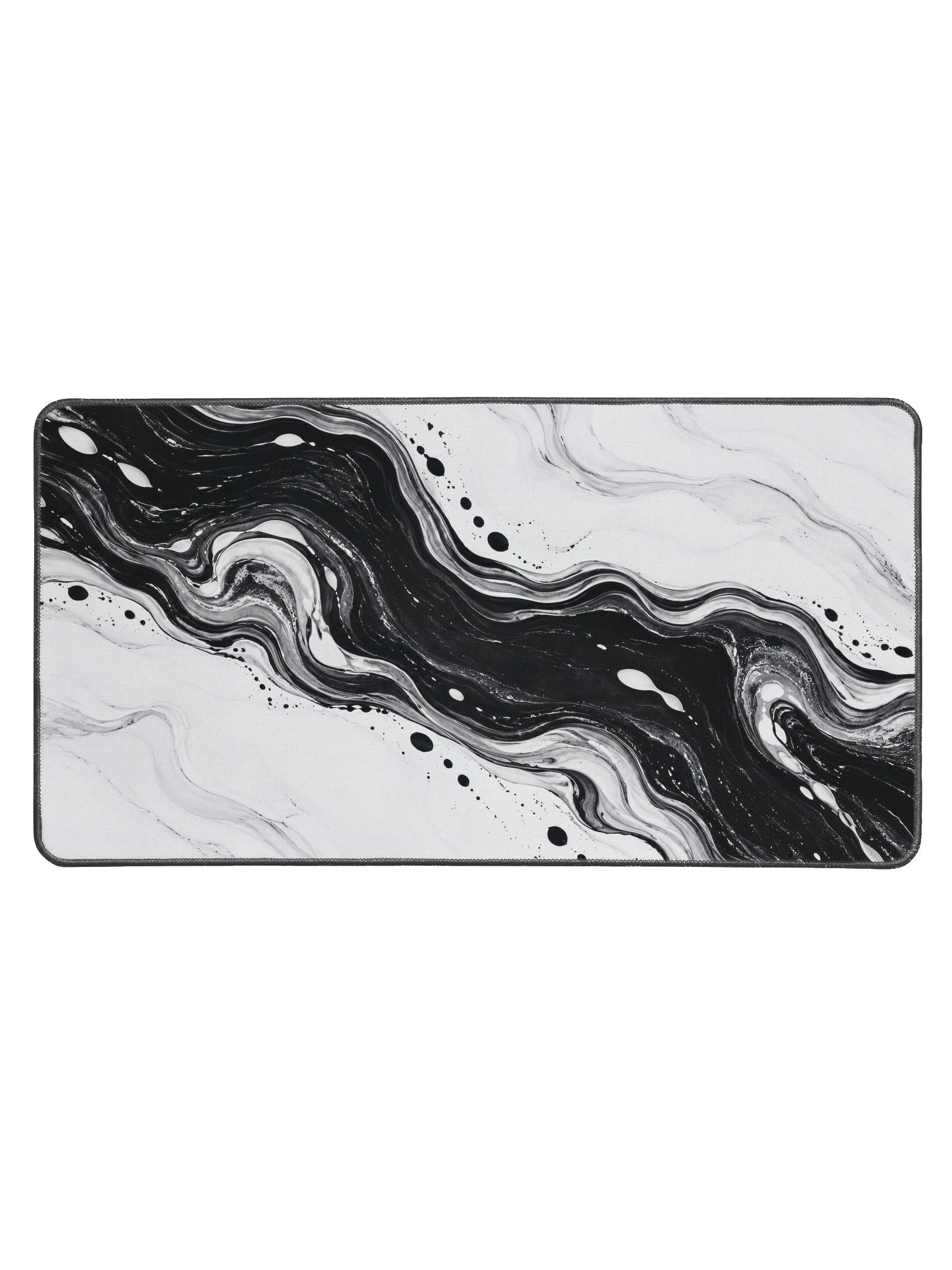 Monochrome Current — Black & White Marble Desk Mat product image (1)