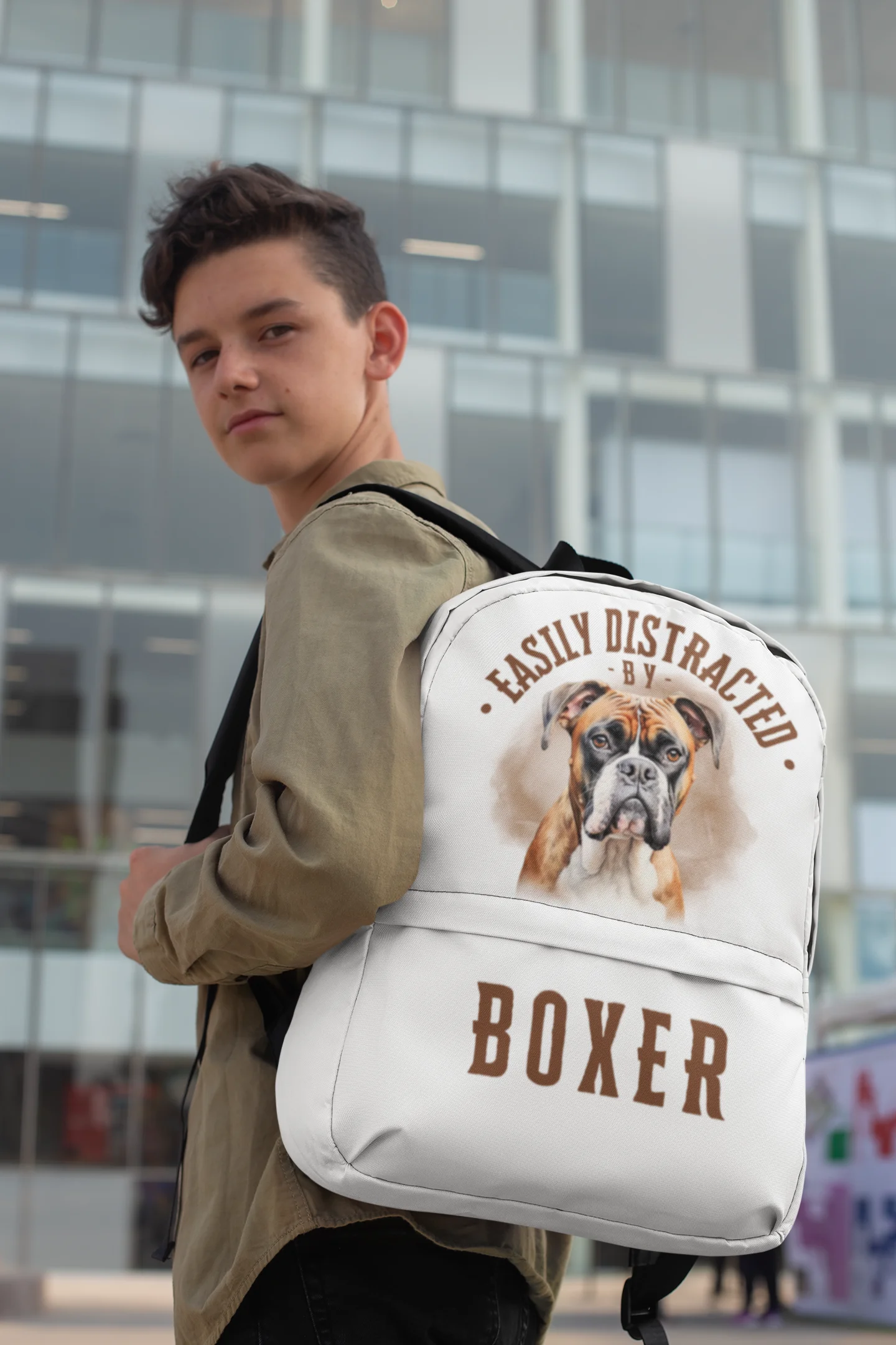 Easily Distracted By Boxer All-Over Print Backpack product image (1)
