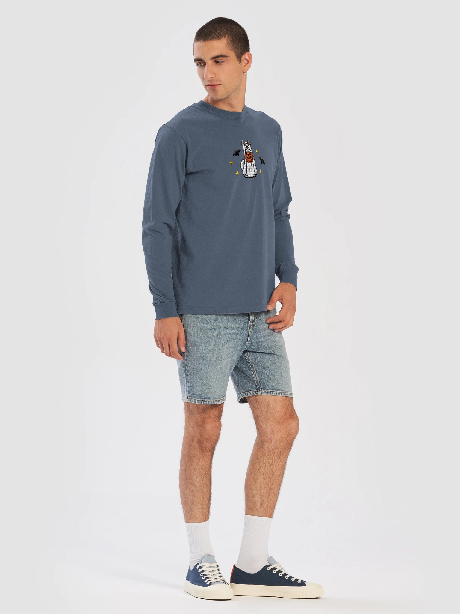 Halloween Alaskan Malamute(Gray & White) Embroidered Long-Sleeve T-Shirt product image (31)
