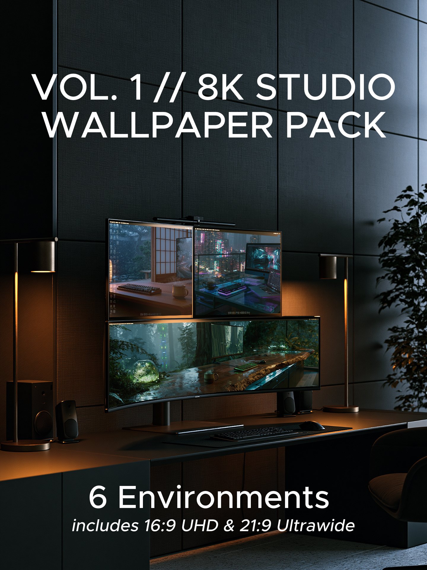 DuskDeskVibes Vol. 1 // 8K & Ultrawide Studio Wallpaper Pack product image (1)