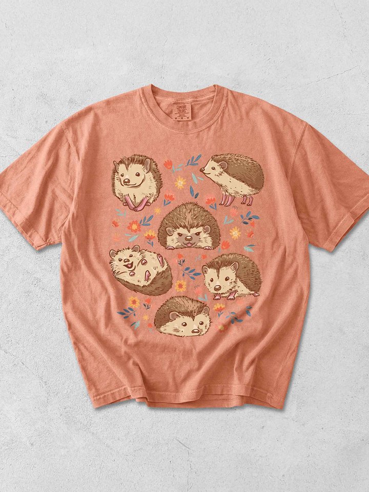 Cottagecore Hedgehog Floral Shirt – Cute Hedgehog Illustration Tee, Cozy Woodland Animal Aesthetic product image (1)
