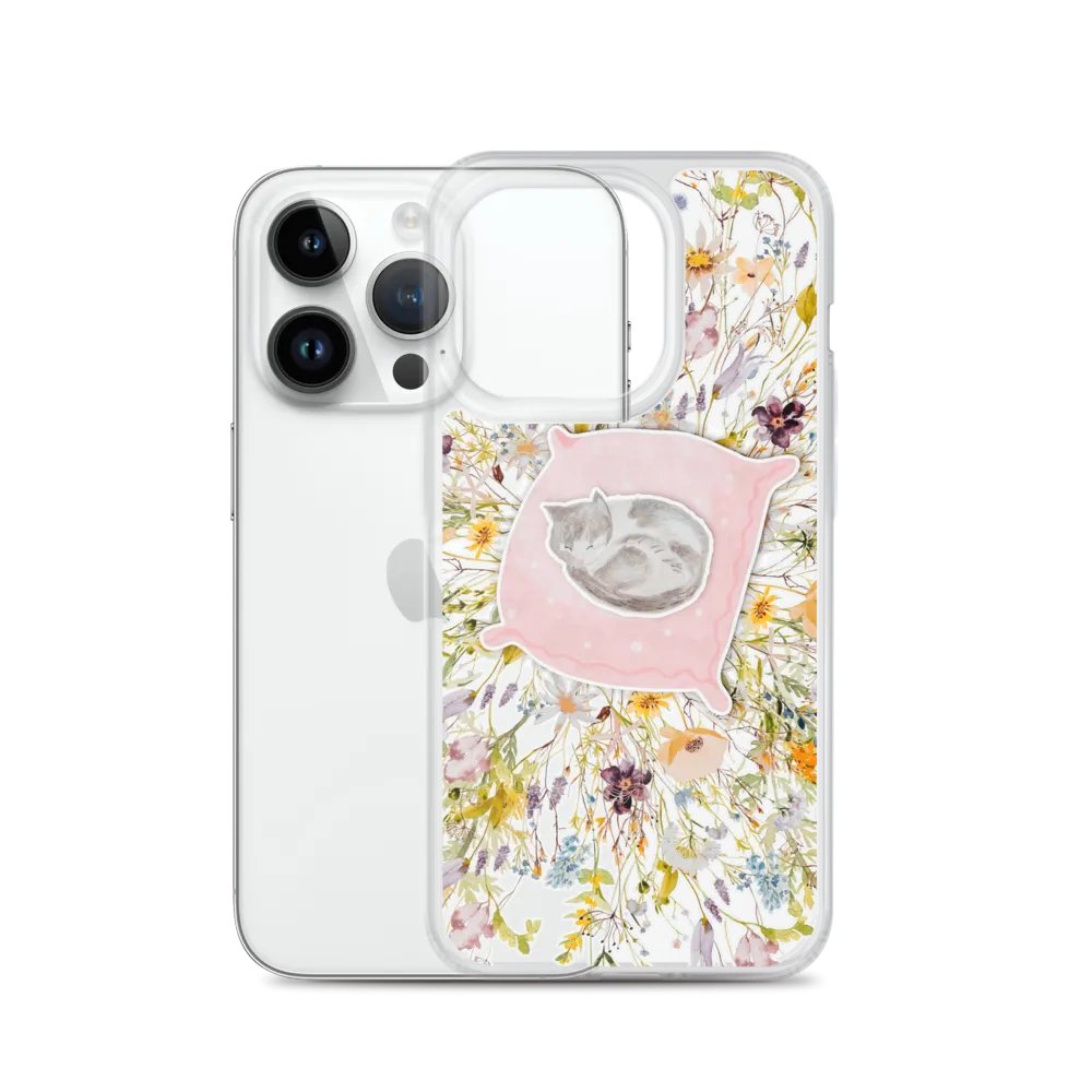 Sleeping Cat Floral iPhone Clear Case product image (287)