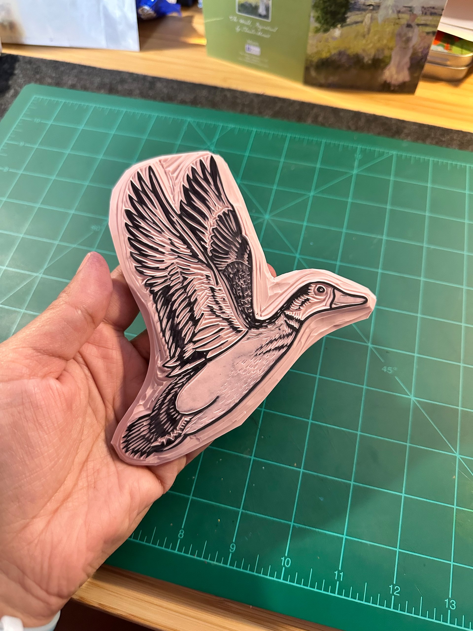 Duck in Flight Linocut Print product image (2)