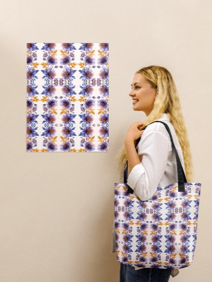 Bag Florales Aquarell-Muster Lila & Goldbraun product image (1)