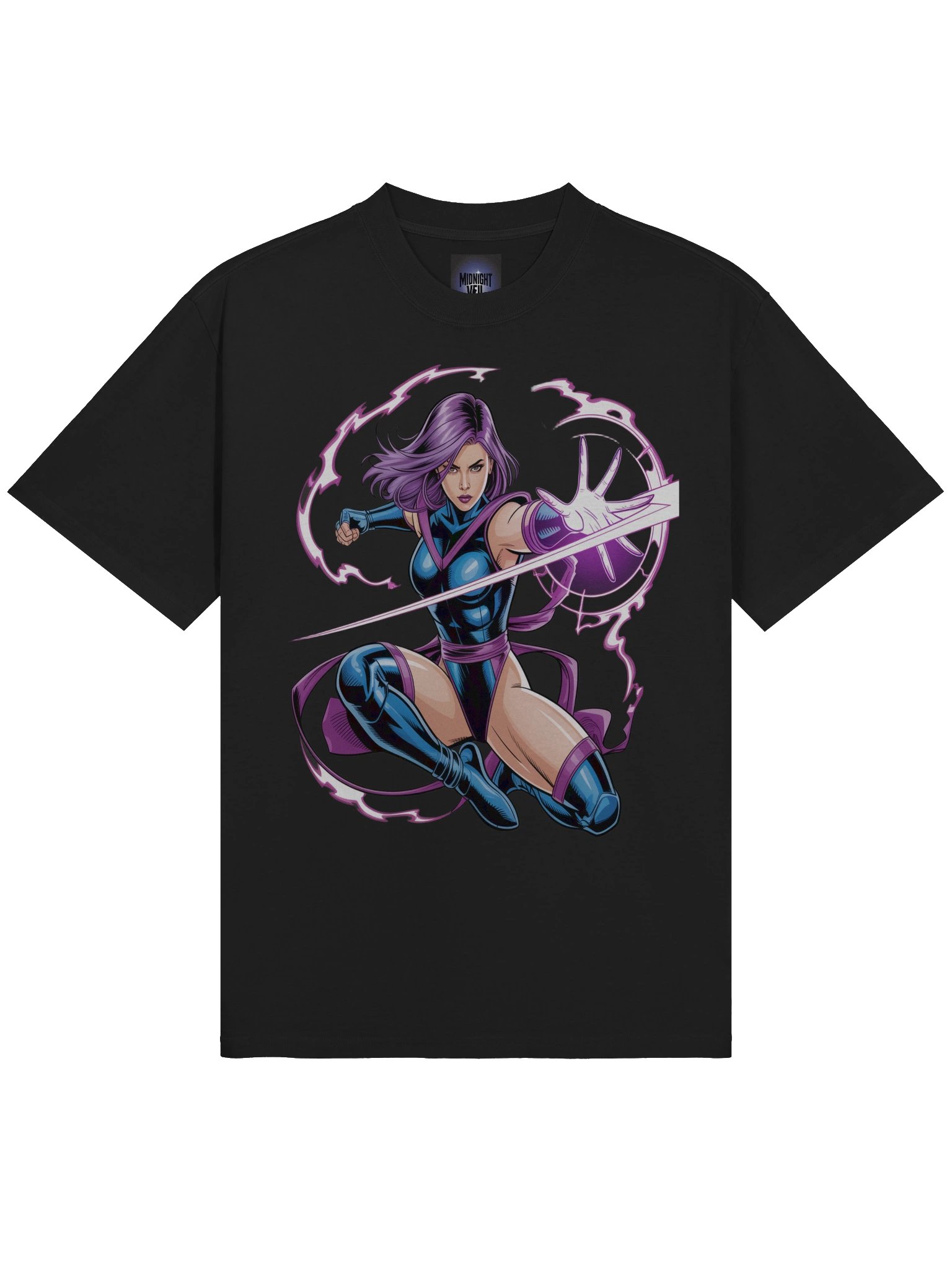 Psylocke Psychic Arc Oversized Faded T-Shirt - Exclusive Midnight Veil Designs Unisex Tee product image (1)