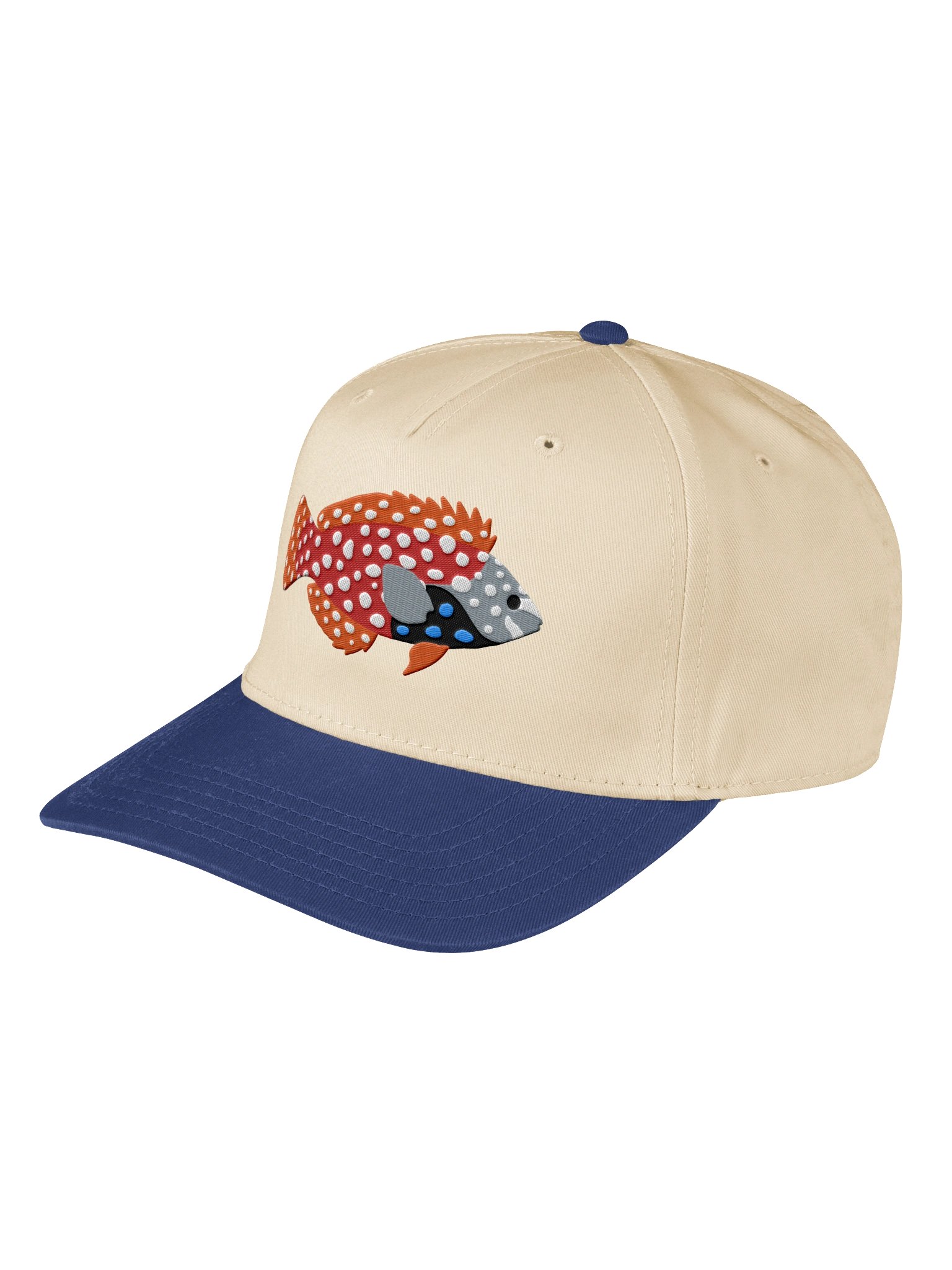 Blue Star Leopard Wrasse Embroidered Mid-Profile Baseball Cap | Saltwater Reef Aquarium Fish Hat product image (5)