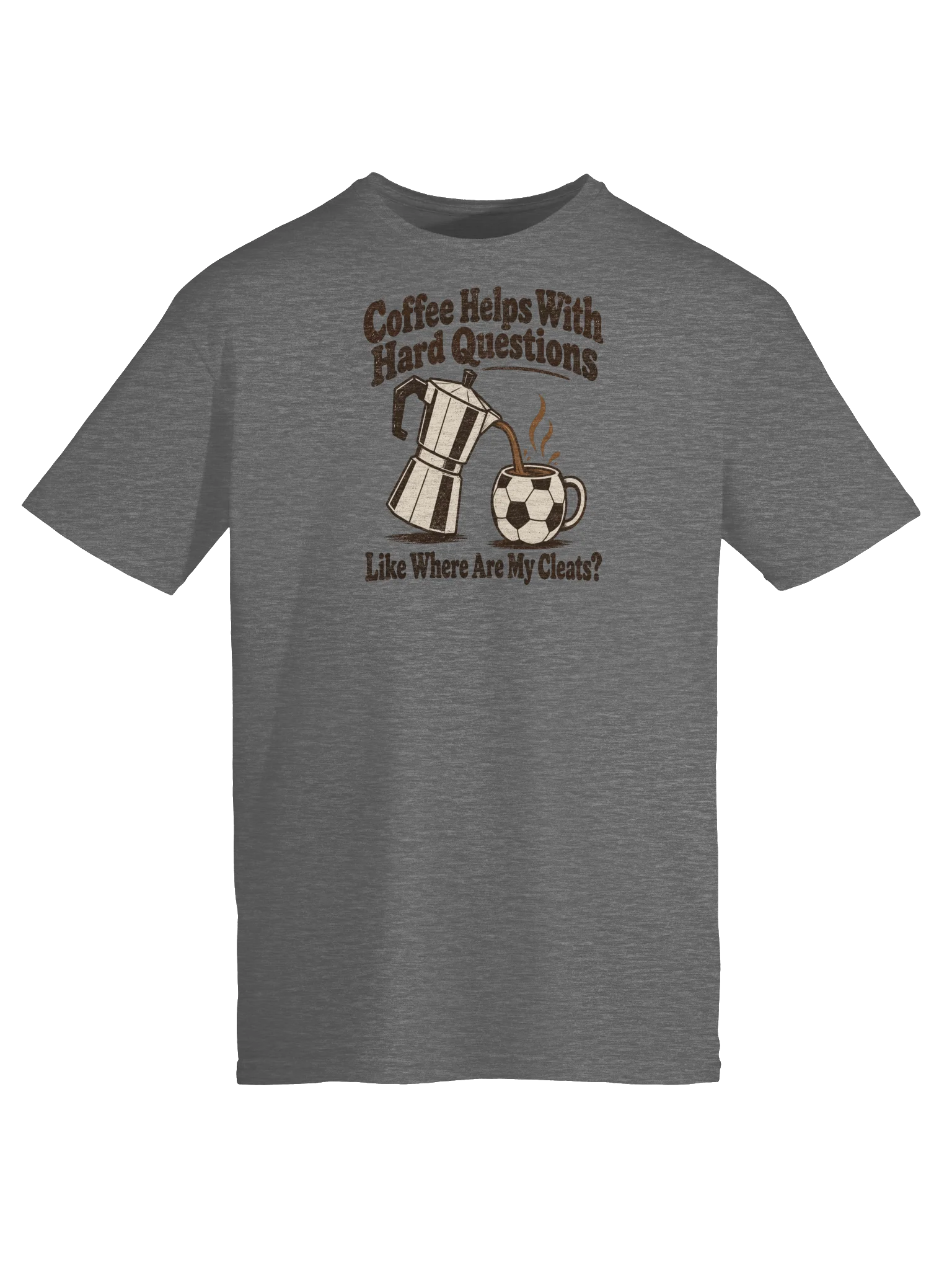 Coffee Helps With Hard Questions Cleats Version Soccer Tee product image (5)
