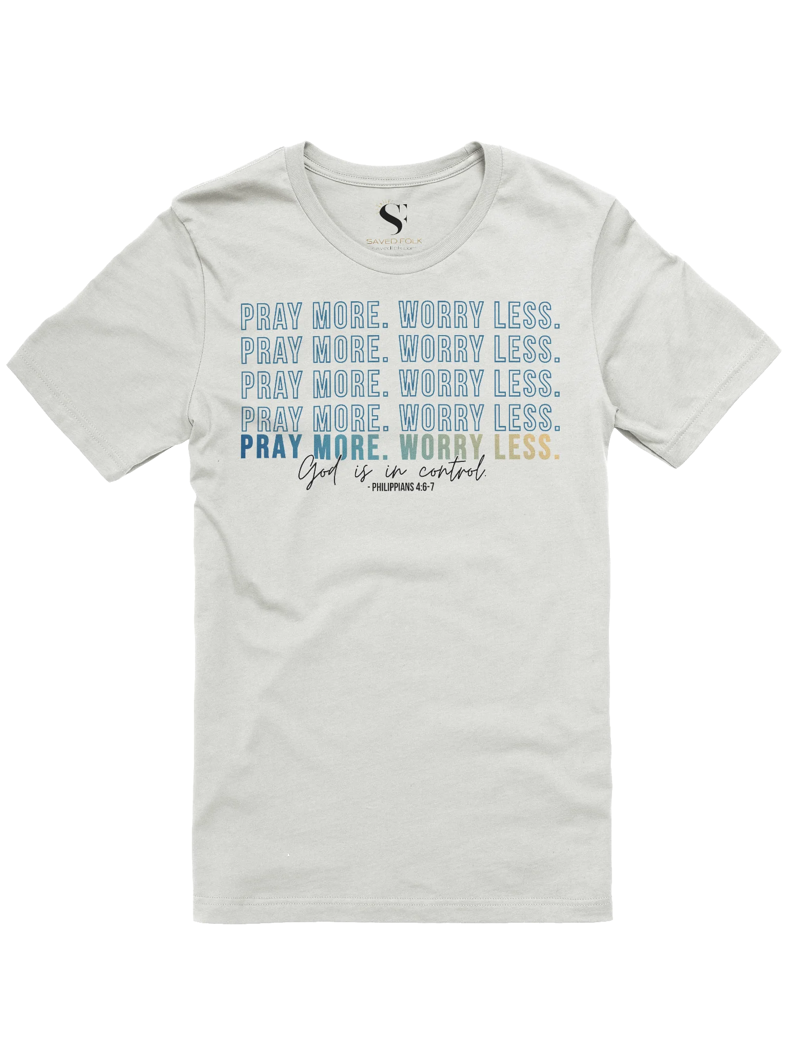 Pray More Worry Less 2.0 - Unisex Tee - Teal Gradient - Light Colors product image (2)