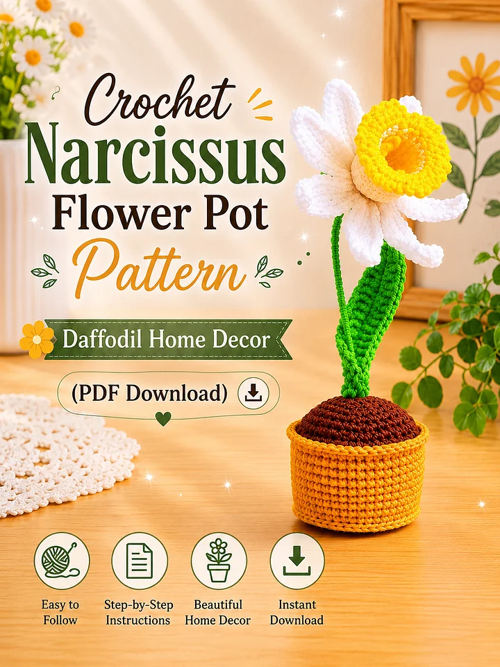 Crochet Narcissus Flower Pot Pattern product image (1)