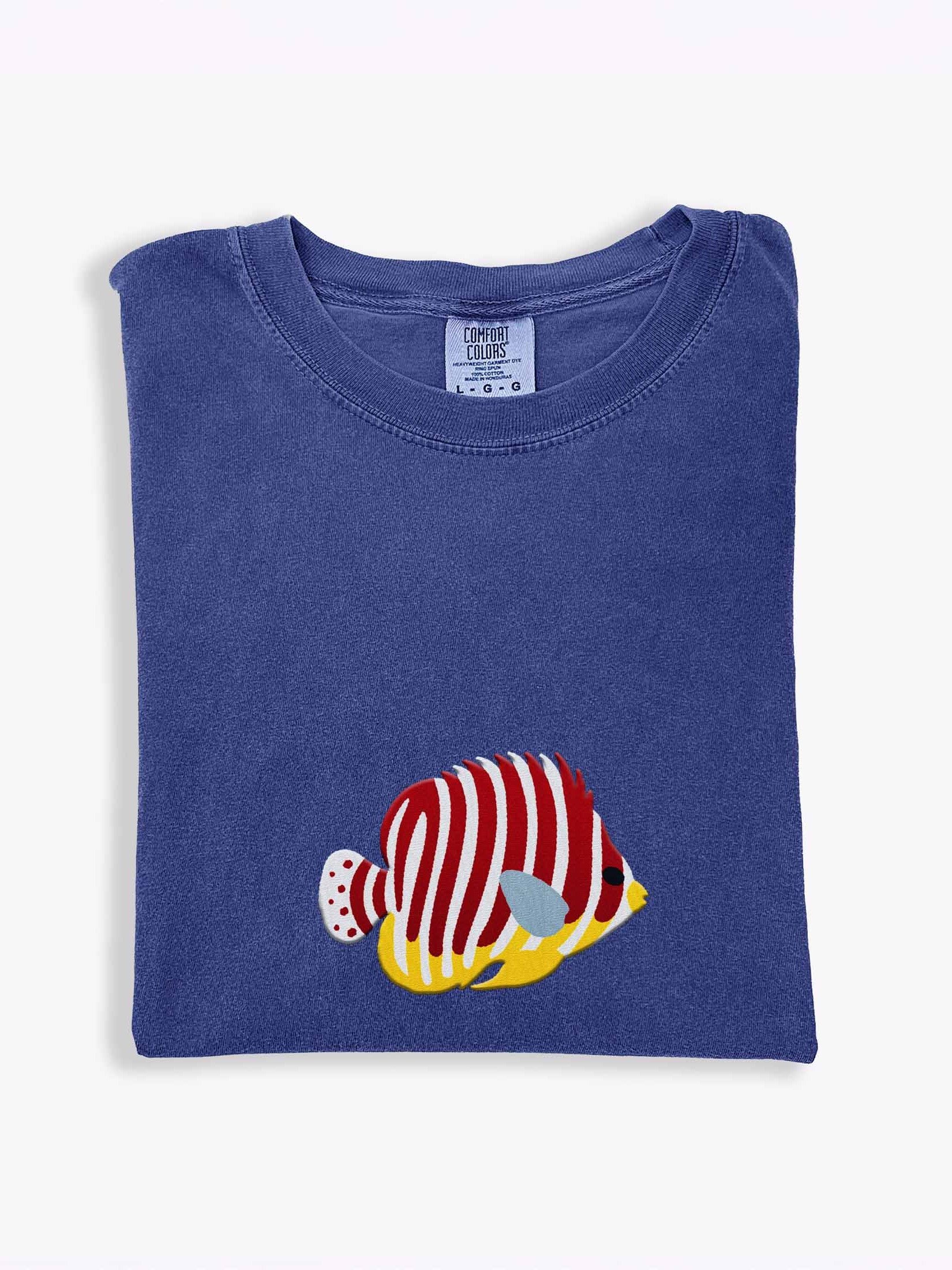 Multibarred Angelfish Embroidered Shirt | Juvenile Multibar Angelfish Reef Fish Tee | Marine Aquarium Apparel product image (1)