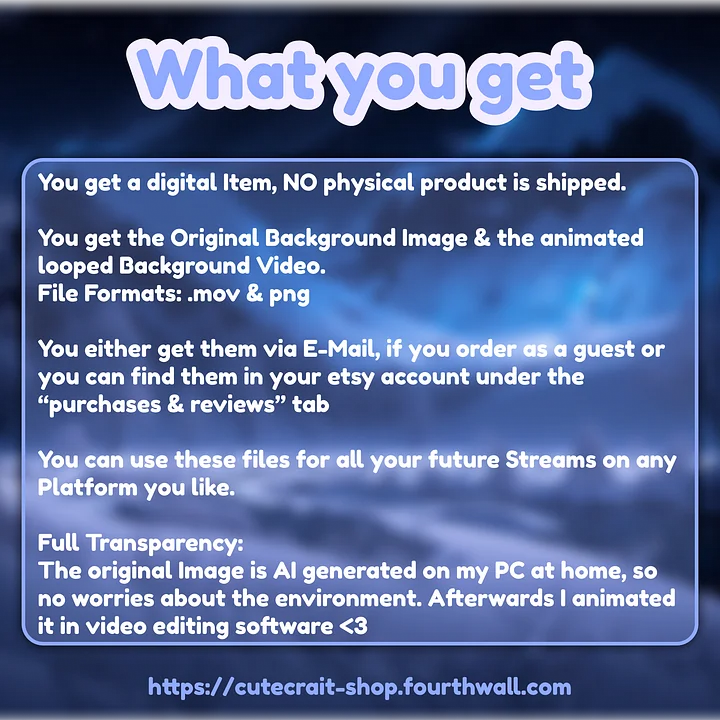 Animated Vtuber Stream Background for Twitch & Youtube, Stream Overlay, Winter Snowy Night, seamless loop product image (2)