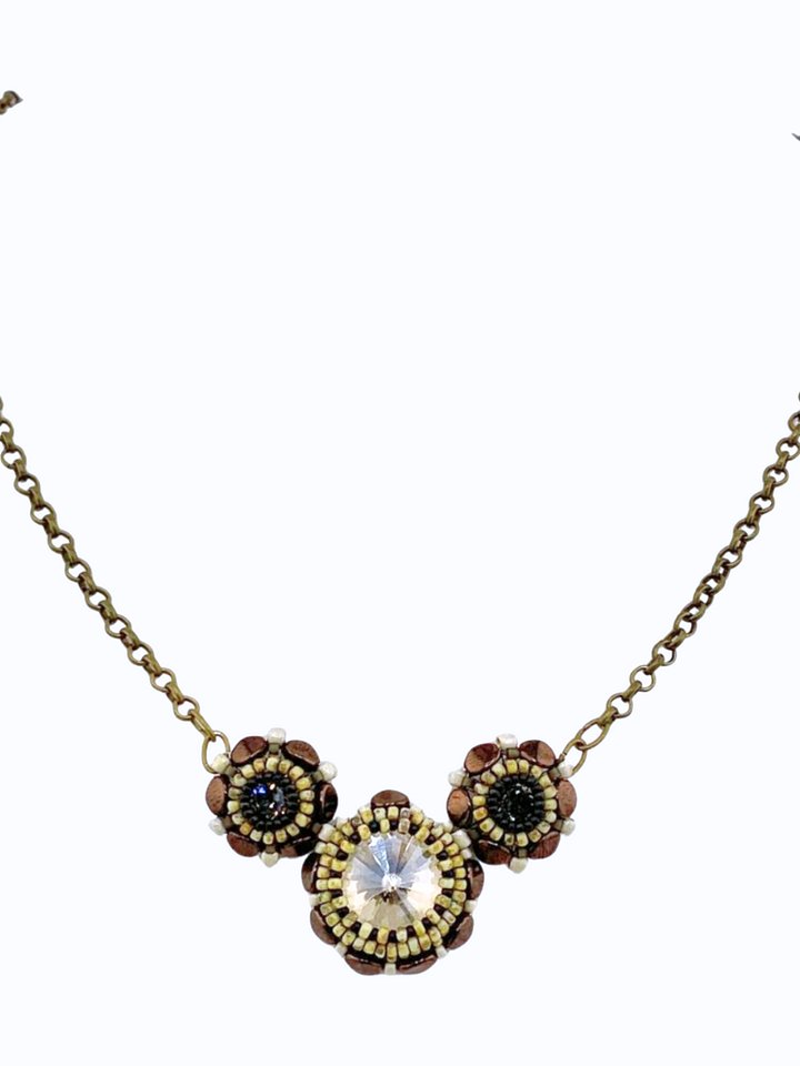 Spellbound Beaded Crystal Pendant Necklace - Bronze product image (2)