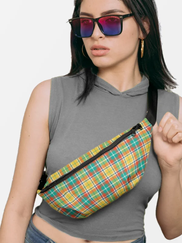 Yellow and Seafoam Green Plaid Fanny Pack product image (1)