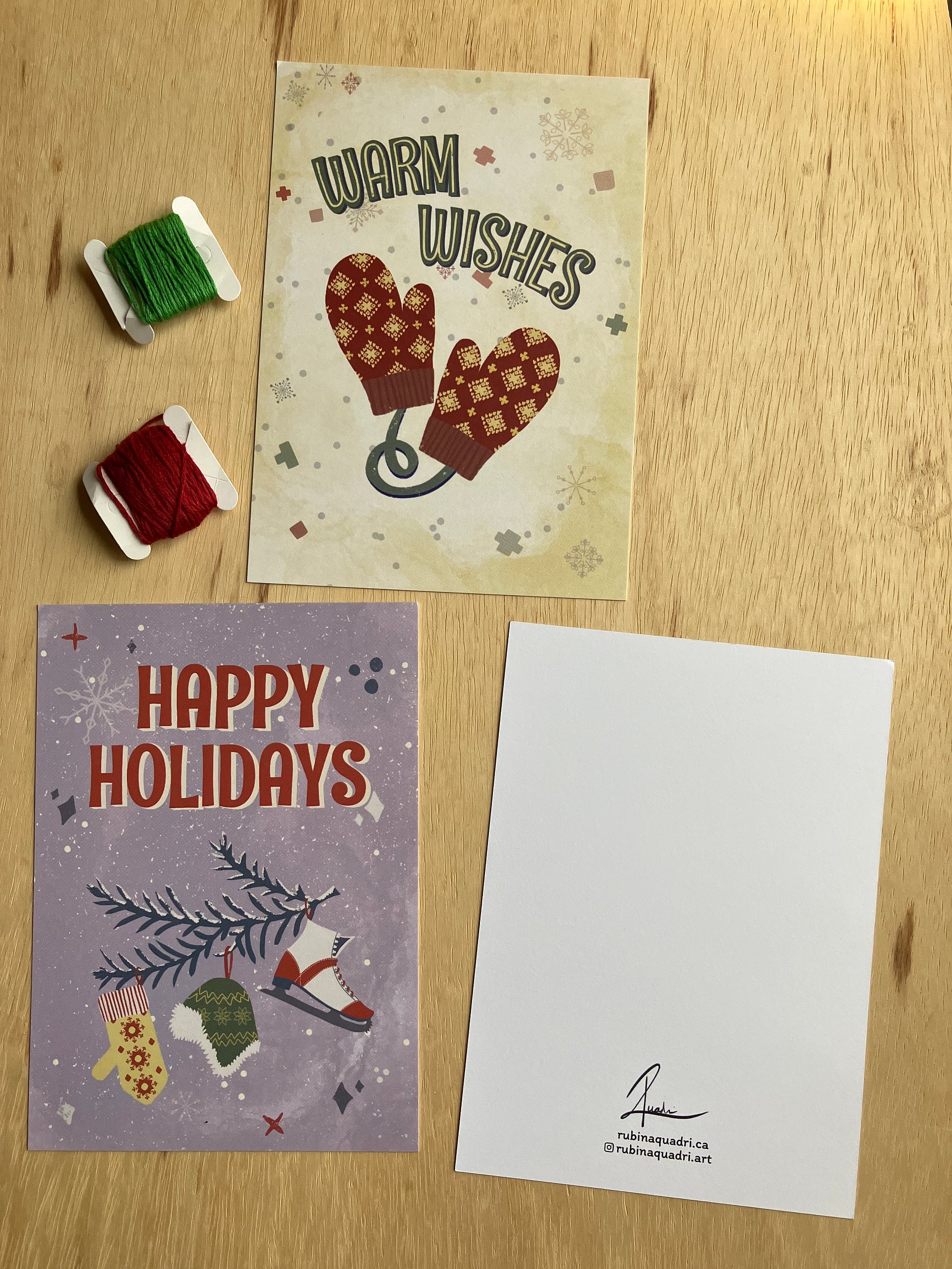 5 x7 Holiday POSTCARDS, Modern Vintage - Set of 3 with Free Gift product image (2)