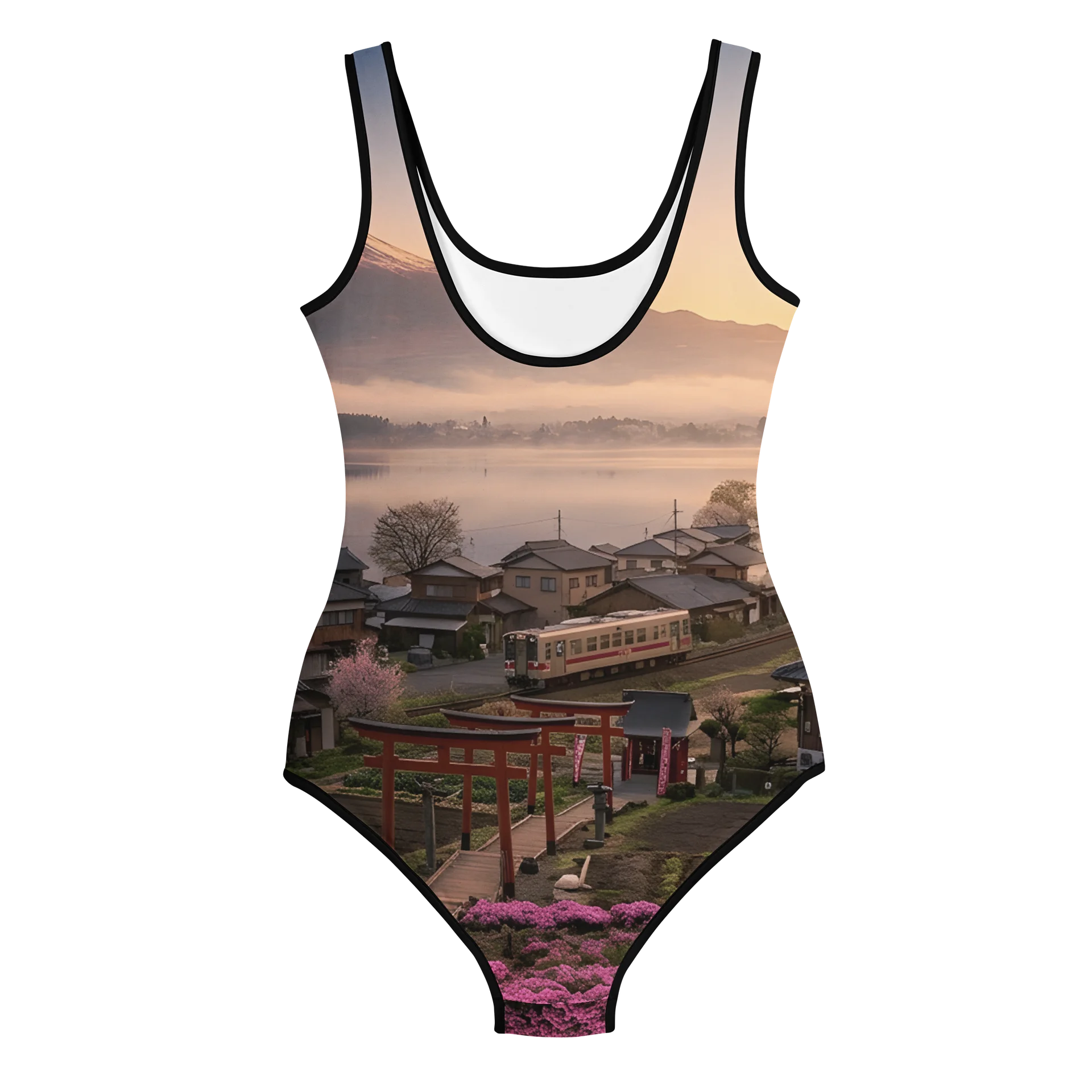 Mount Fuji Village Pink Moss Youth Swimsuit product image (2)