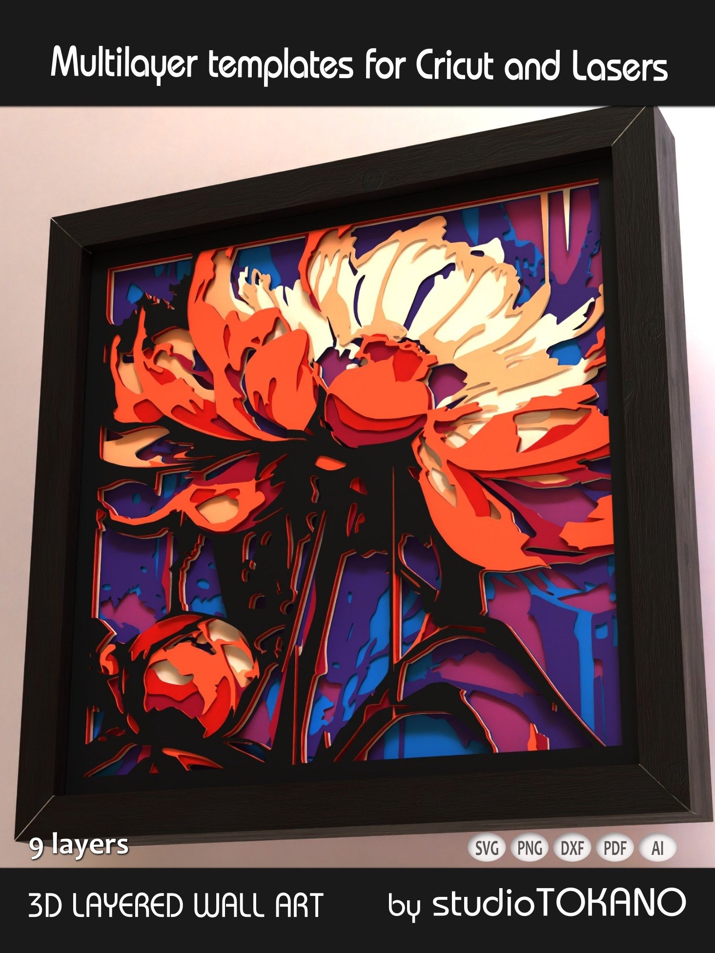 Asian Floral Shadow box SVG product image (5)