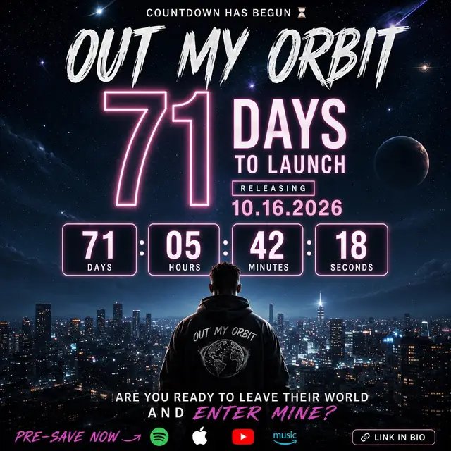 🚨 71 DAYS. THAT’S IT. 🚨 On October 16, 2026, OUT MY ORBIT officially lands. 🌎🚀 This isn’t just another song. This is a whole mindset. Out My Orbit is about cutting off distractions, fake energy, people who only show up when you’re winning, and anything that doesn’t belong in the next chapter of your life. Everybody can’t come with you when you level up. Sometimes you have to stop explaining yourself, stop giving access, and simply put people OUT MY ORBIT. 🛰️ The song has that toxic, unapologetic, turn-up energy — but underneath all of that, there’s a message: protect your peace, protect your money, protect your goals, and protect your energy. Because just because something looks good doesn’t mean you can afford the consequences. 💰🌎 And if you’ve ever looked at somebody and thought: “Yeah… you’re not important anymore.” “This energy isn’t for me.” “I’m focused on something bigger.” “You’re officially OUT MY ORBIT.” …then this song is for YOU. 🚀 I’m building this one from the ground up, and I want y’all to be part of the journey before it drops, not after everybody else discovers it. #fyp #fypシ #fypシ゚viral #musicproducer #mainstream 