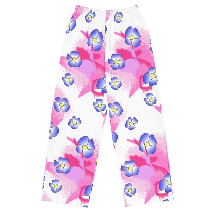 Blue Flowers on Pink Wideleg Pants product image (2)