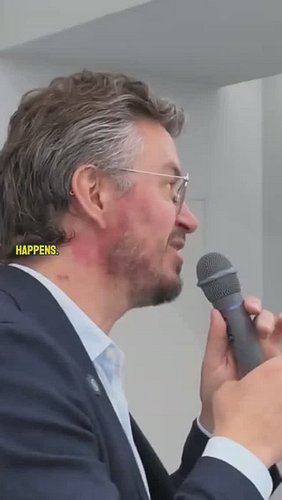 The clip outlines a theory of totalitarianism: a fanatical mass formation first takes hold, then a totalitarian leader uses t...