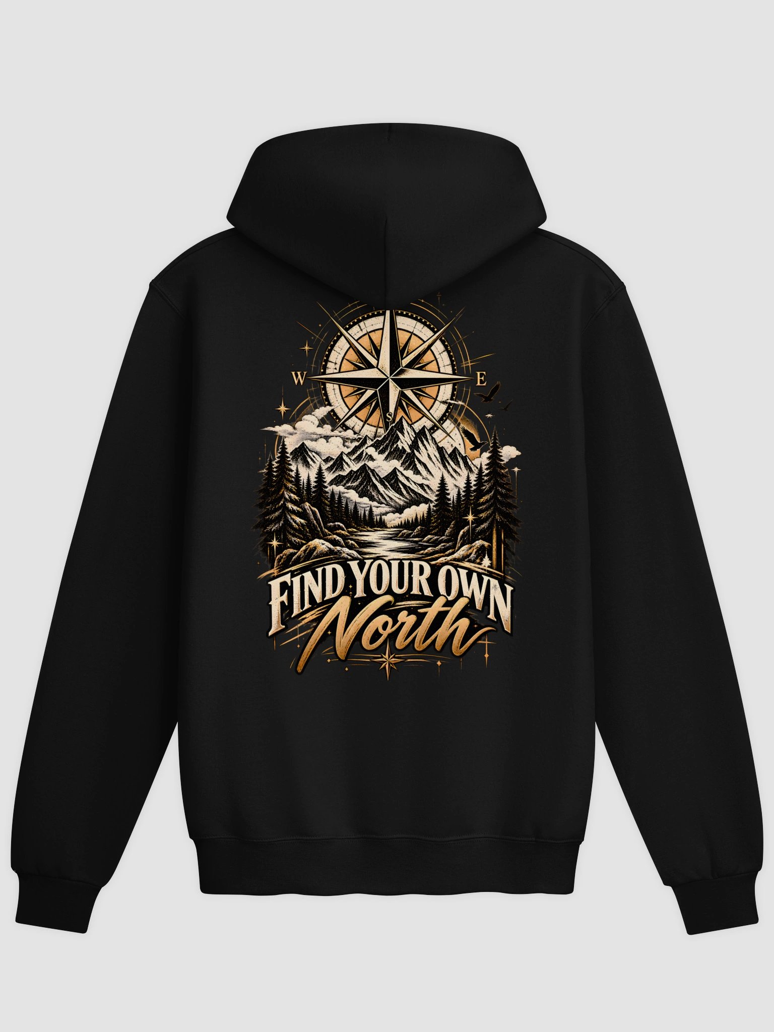 “Find Your Own North” Compass Mountain Hoodie product image (5)